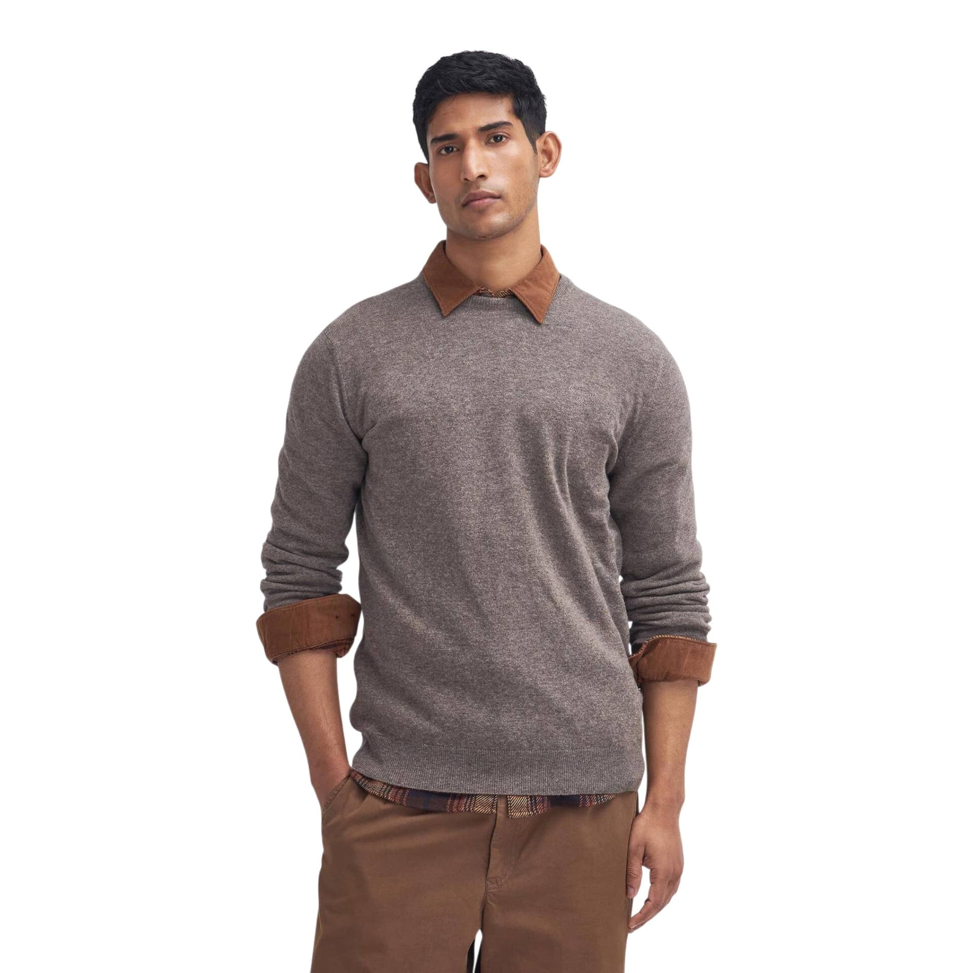 BARBOUR maglione barbour essential l/wool crewneck - dark stone - 2