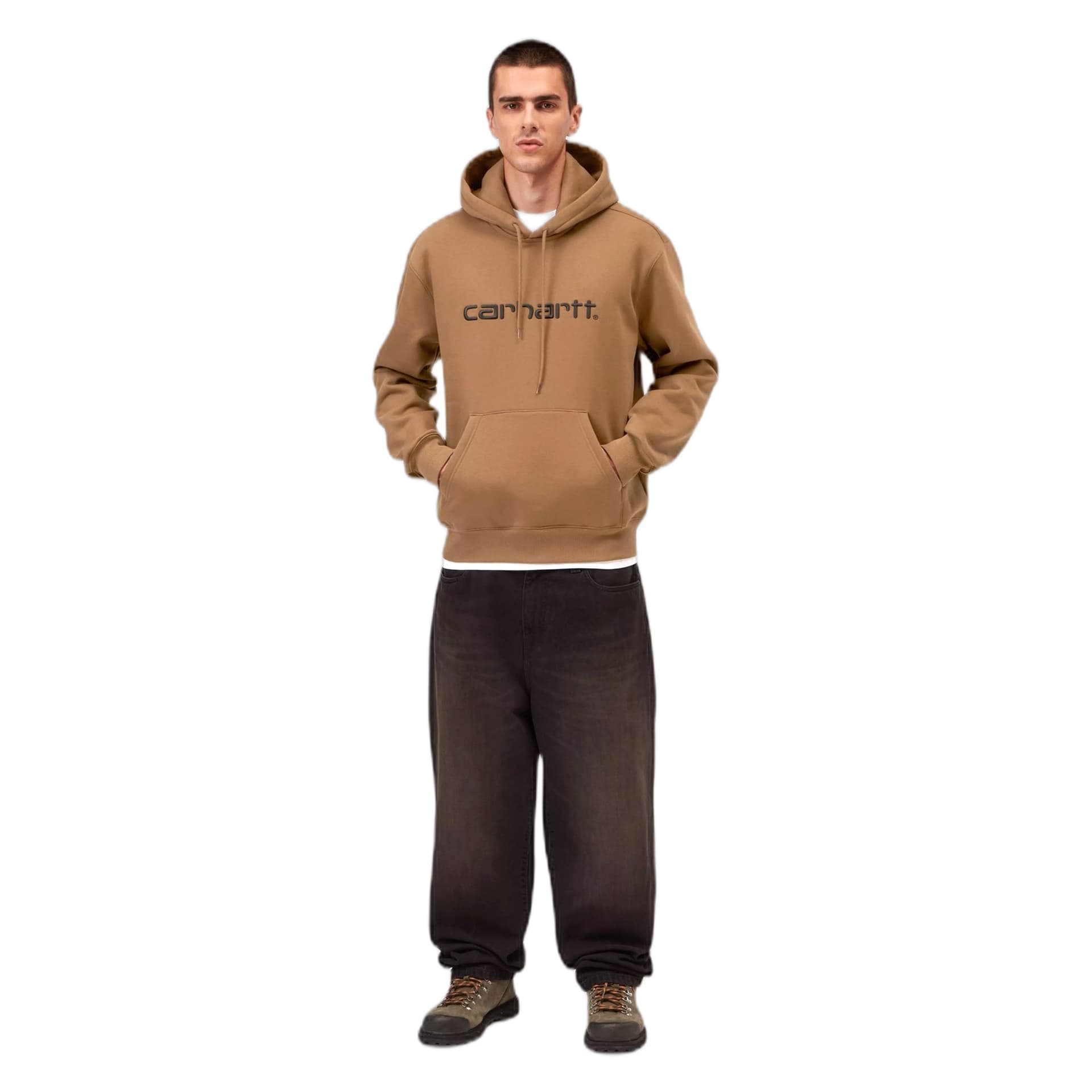 CARHARTT WIP felpa carhartt wip hooded carhartt sweatshirt - wip h brown / black - 2