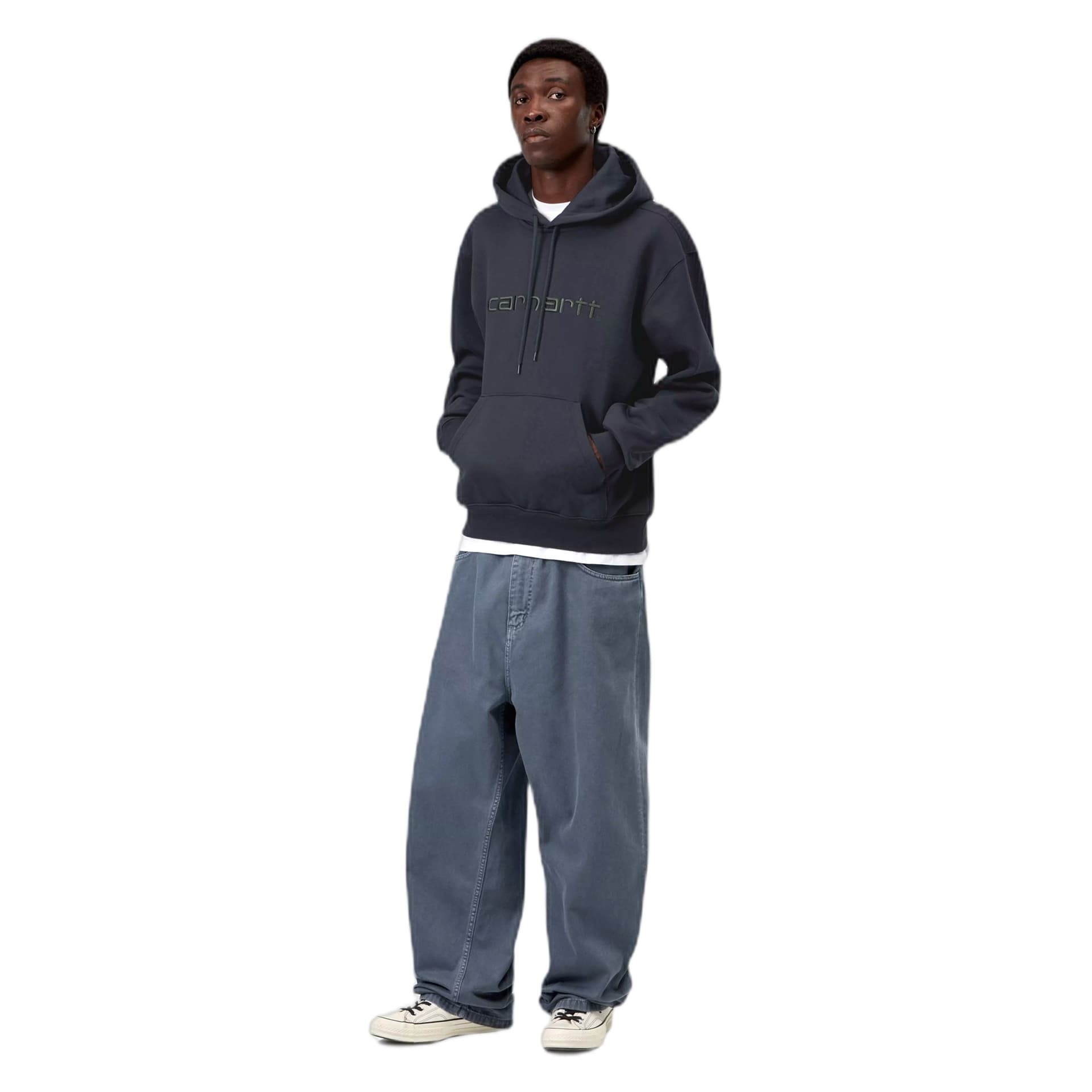 CARHARTT WIP felpa carhartt wip hooded carhartt sweatshirt - dark navy / dark scarab - 2