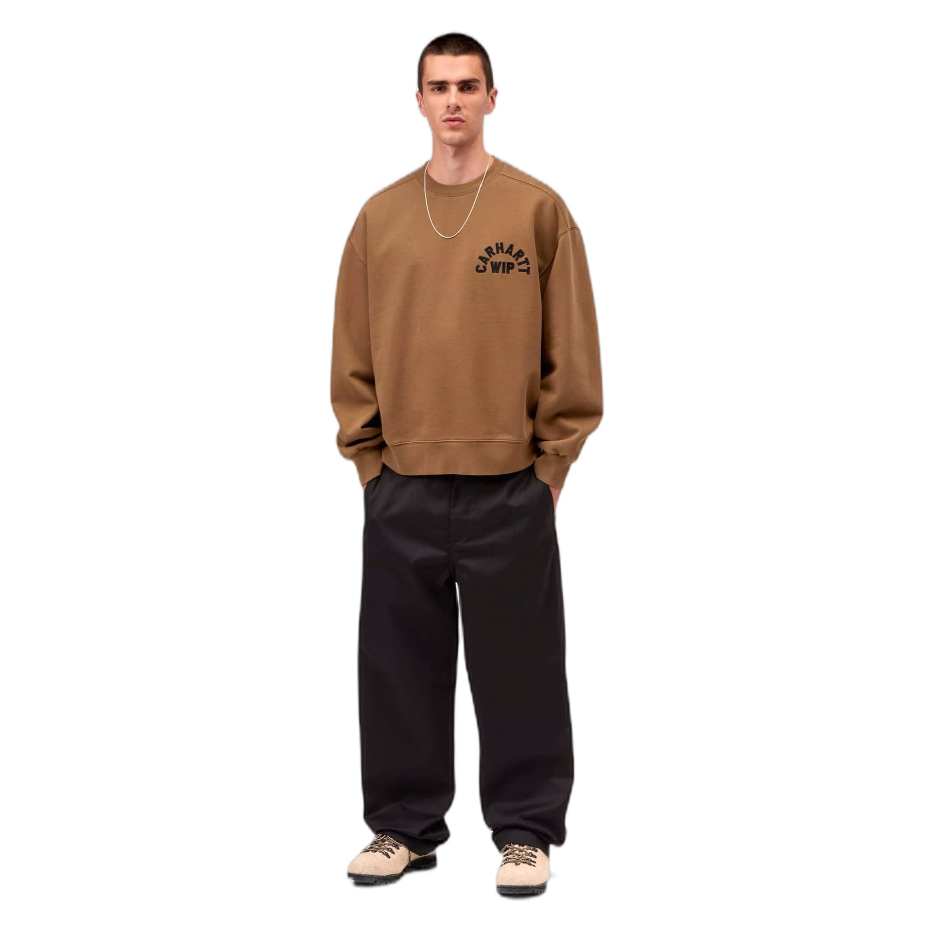 CARHARTT WIP felpa carhartt wip arch script sweat - wip h brown / black stone washed - 3