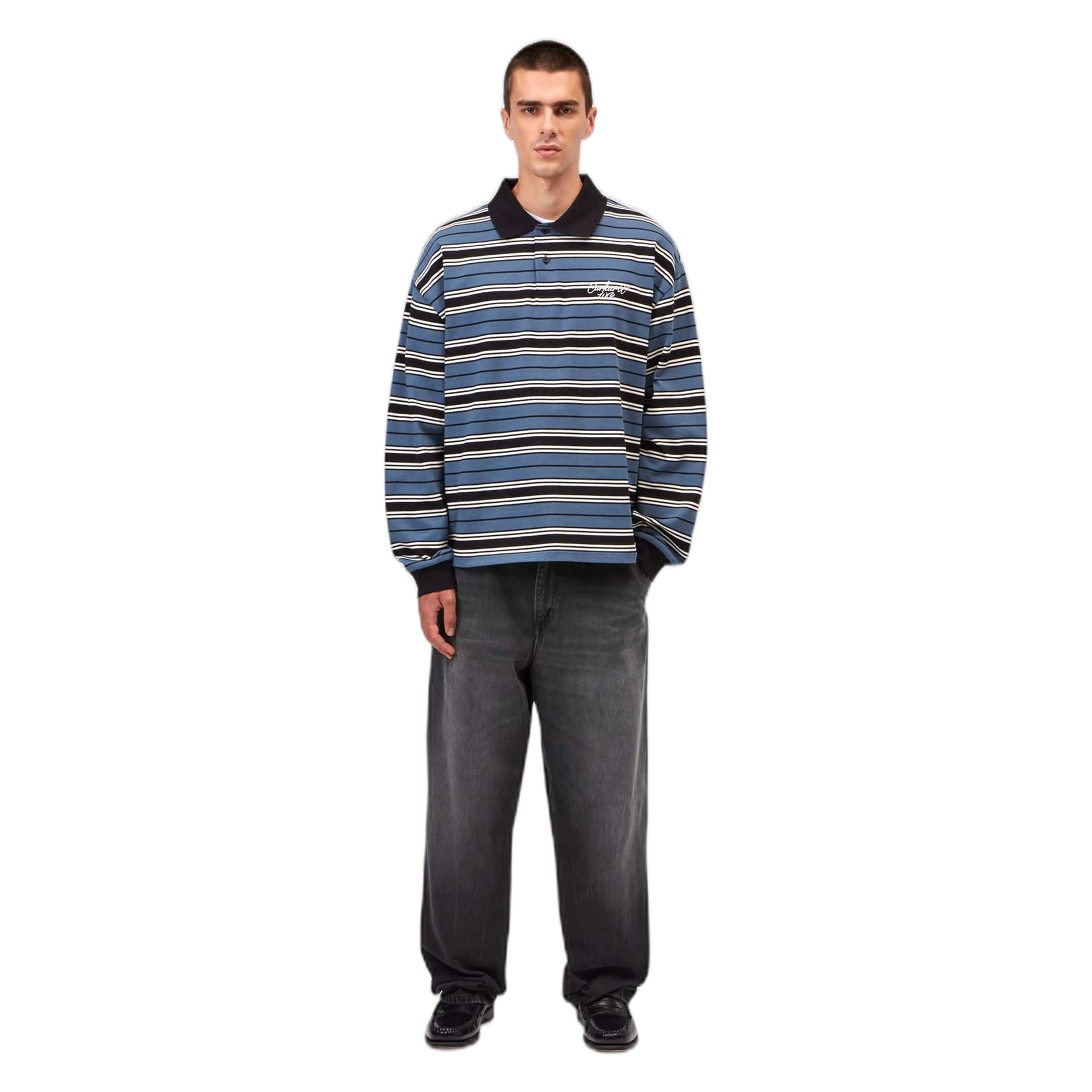 CARHARTT WIP jeans carhartt wip single knee pant - black marble used wash - 3