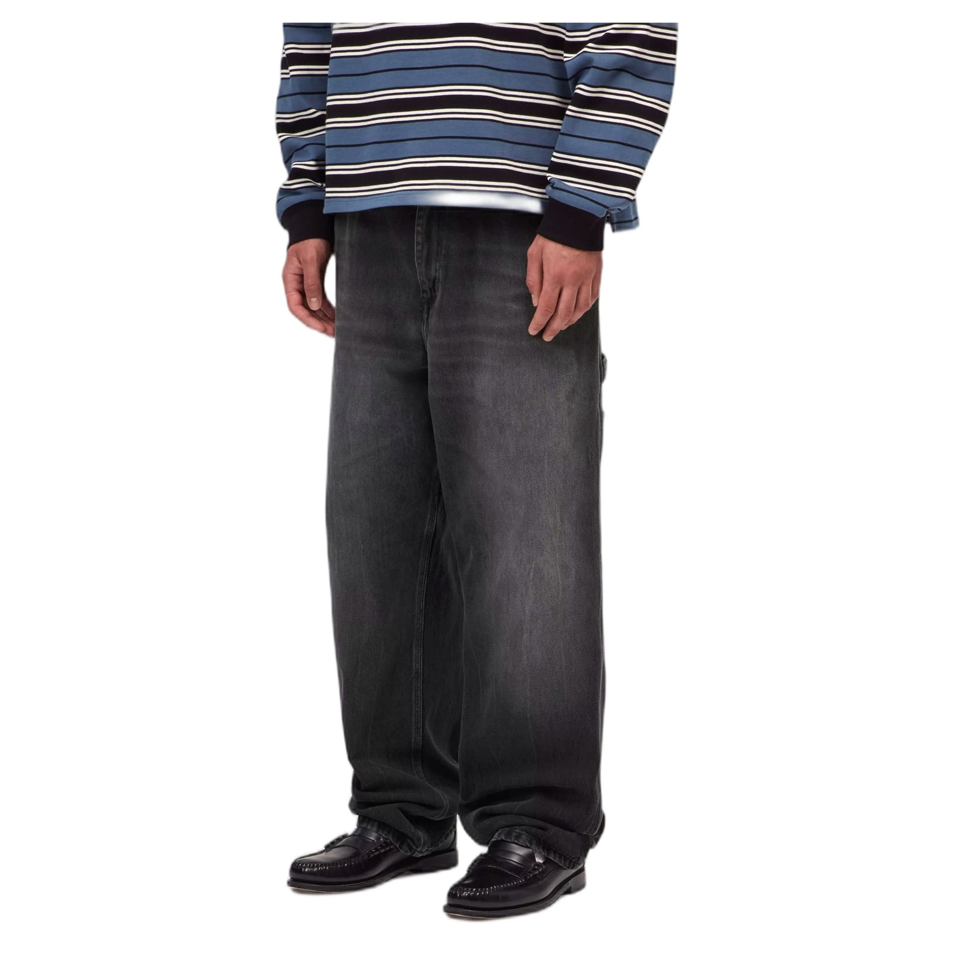 CARHARTT WIP jeans carhartt wip single knee pant - black marble used wash - 4