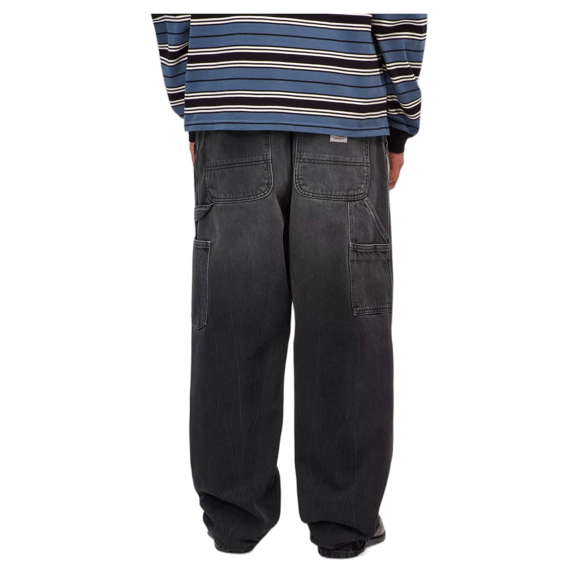 CARHARTT WIP jeans carhartt wip single knee pant - black marble used wash - 5