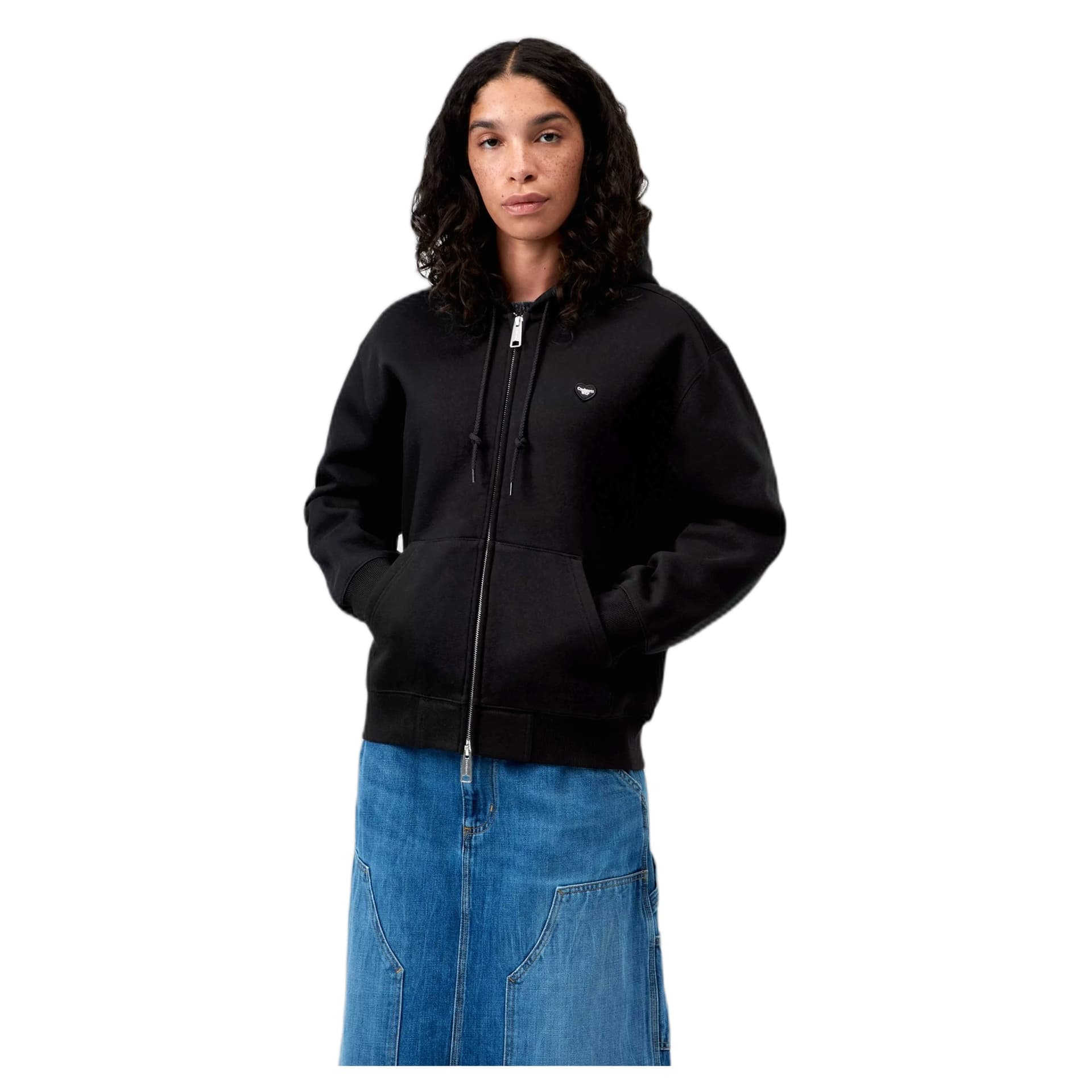 CARHARTT WIP felpa carhartt wip w' hd small heart patch jkt - black/black - 3