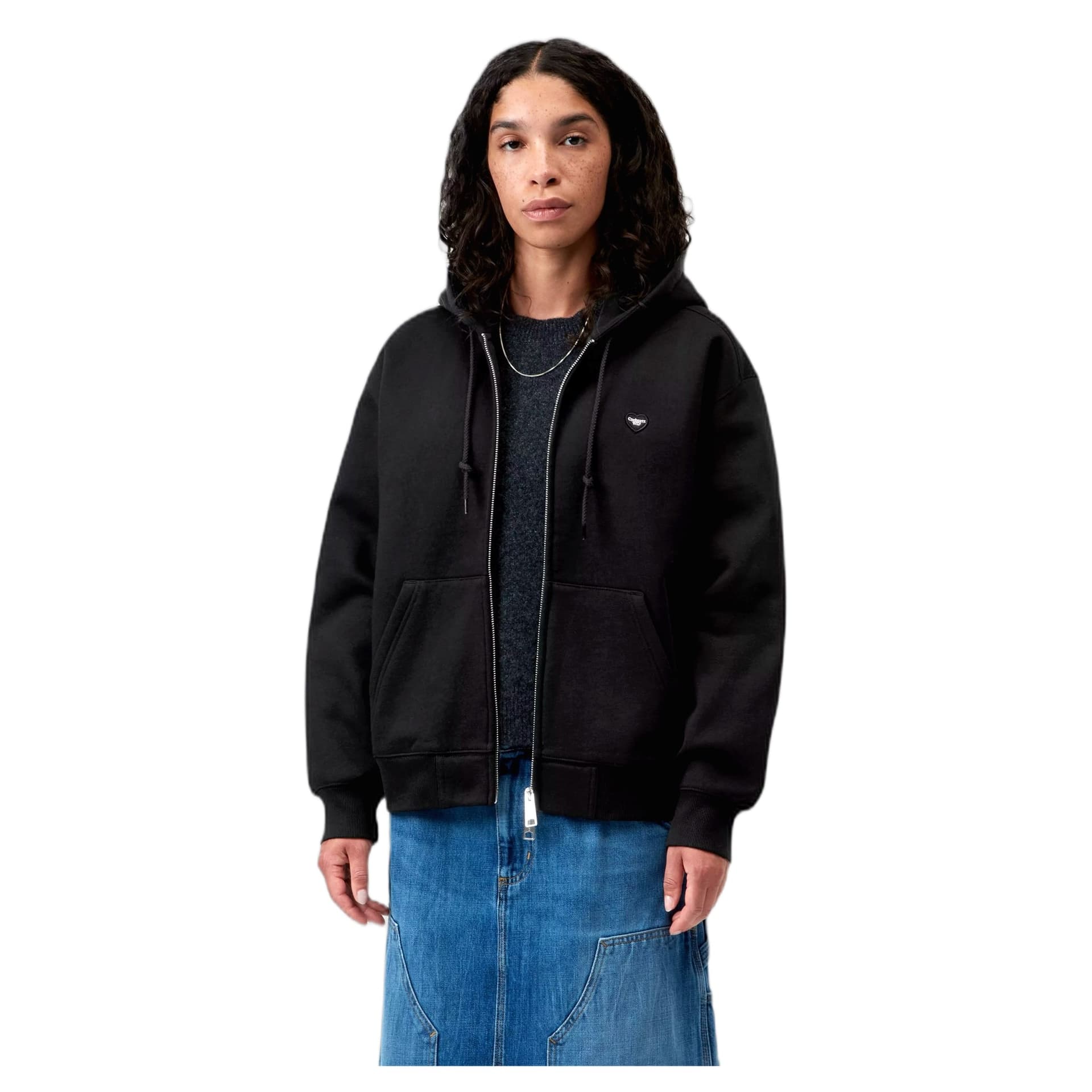 CARHARTT WIP felpa carhartt wip w' hd small heart patch jkt - black/black - 5