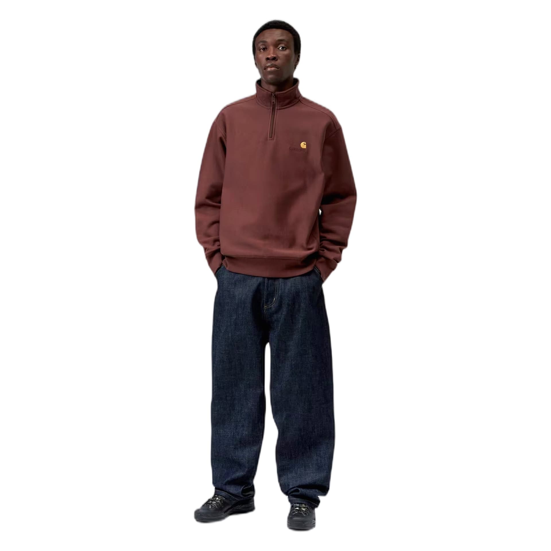 CARHARTT WIP felpa carhartt wip half zip american script sweatshirt - amarone - 2