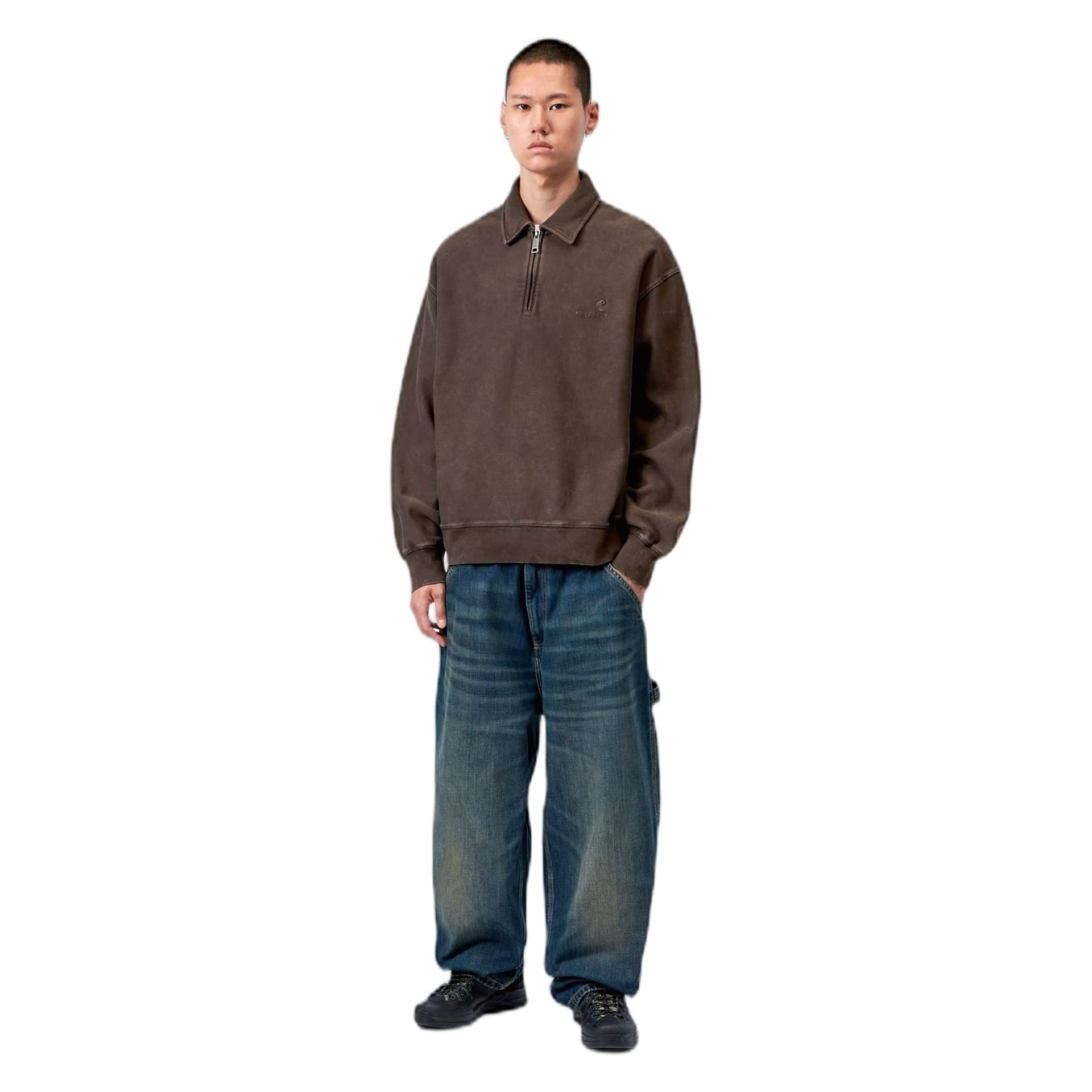 CARHARTT WIP felpa carhartt wip lambert polo sweat - tobacco moon wash - 2