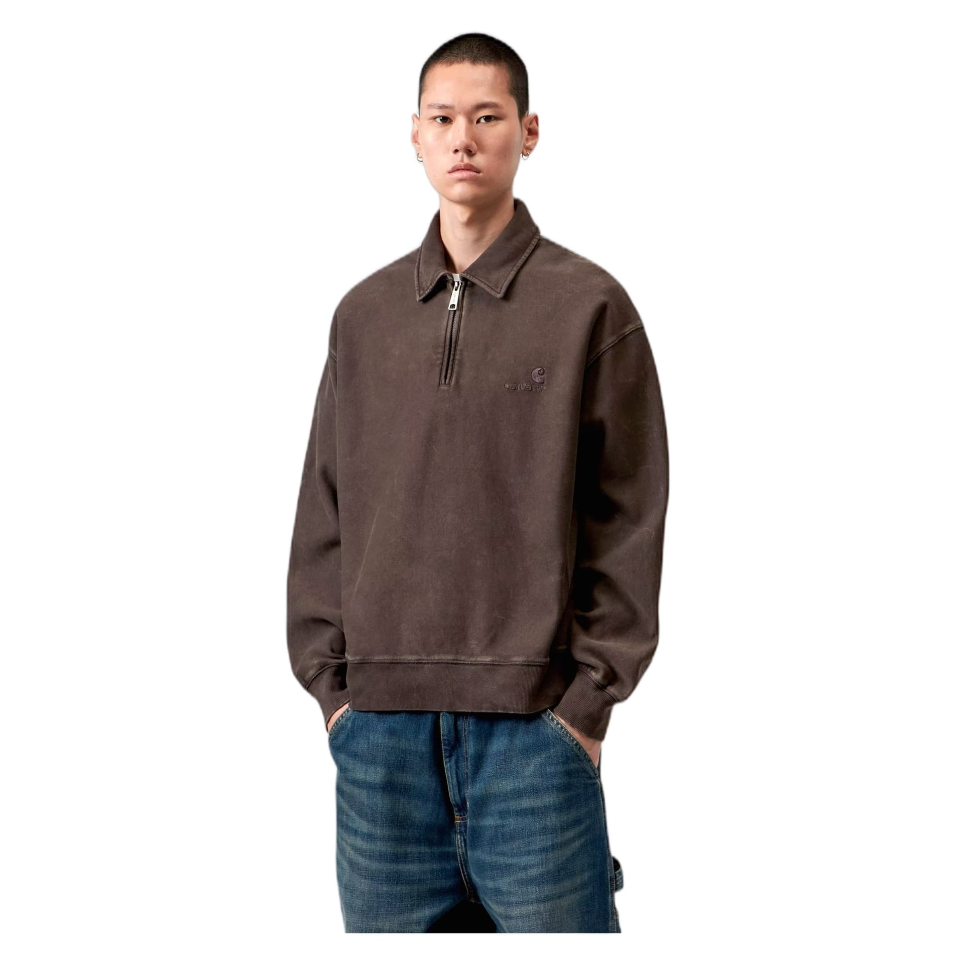 CARHARTT WIP felpa carhartt wip lambert polo sweat - tobacco moon wash - 4