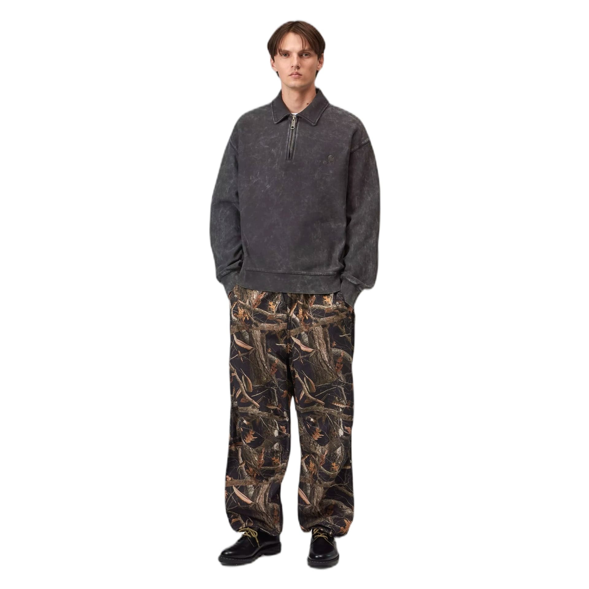 CARHARTT WIP felpa carhartt wip lambert polo sweater - black moon wash - 2