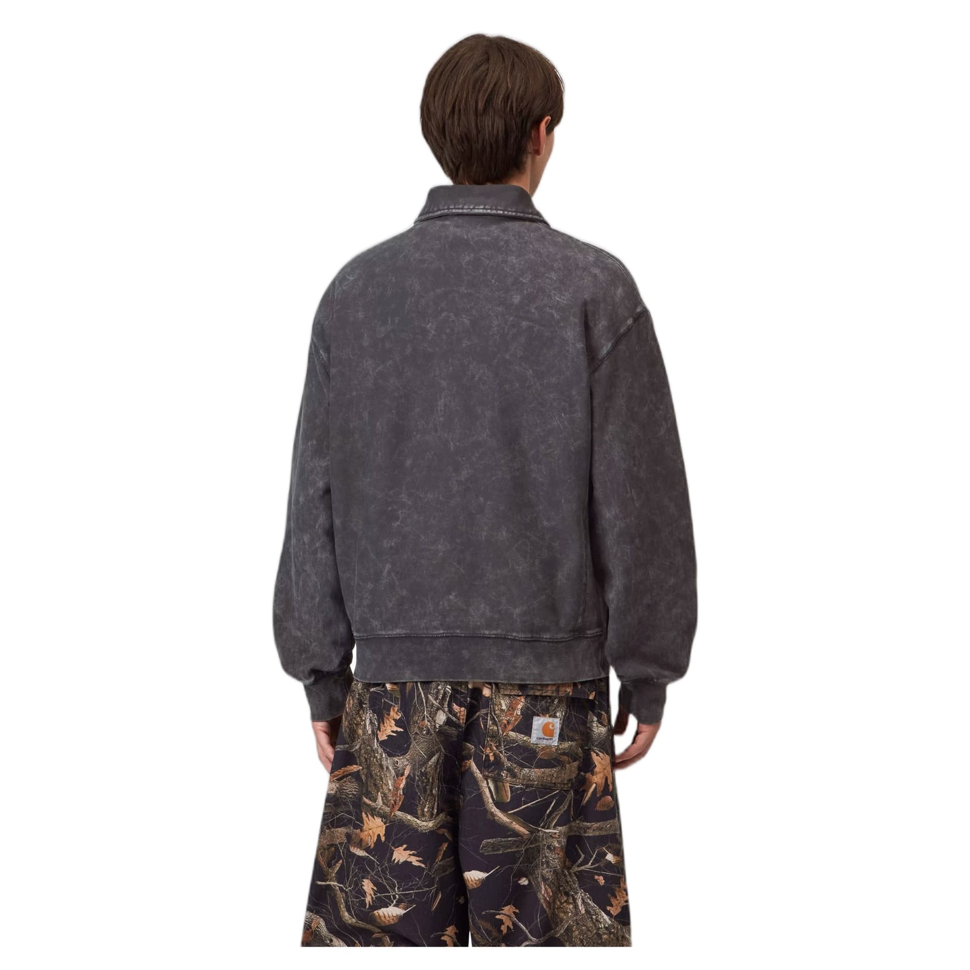 CARHARTT WIP felpa carhartt wip lambert polo sweater - black moon wash - 3