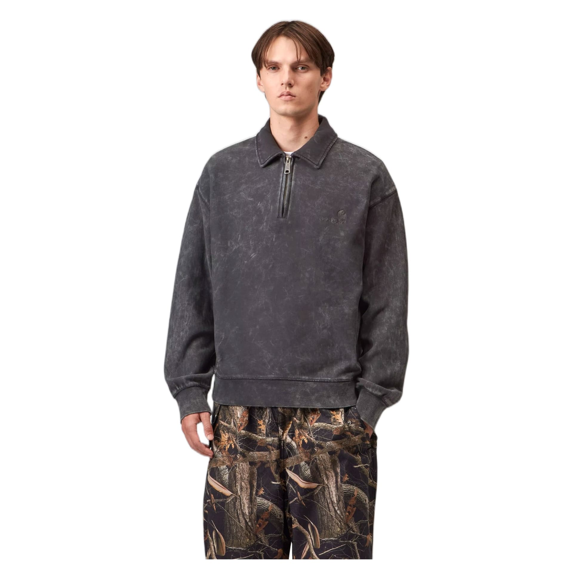 CARHARTT WIP felpa carhartt wip lambert polo sweater - black moon wash - 4