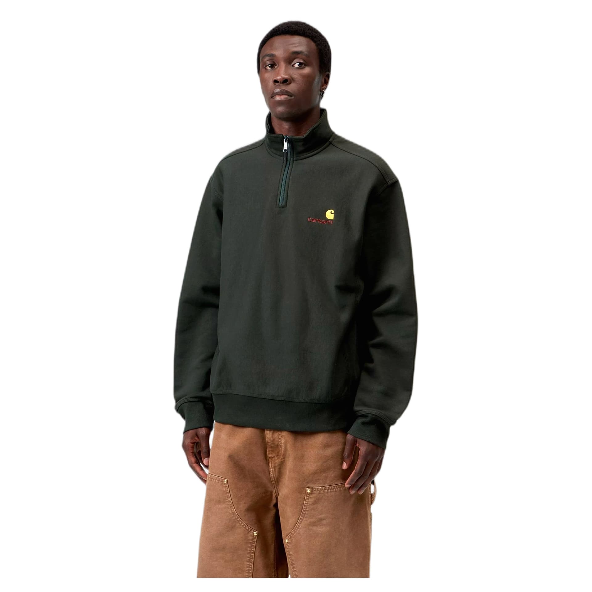 CARHARTT WIP felpa carhartt wip half zip american script sweatshirt - raven - 3