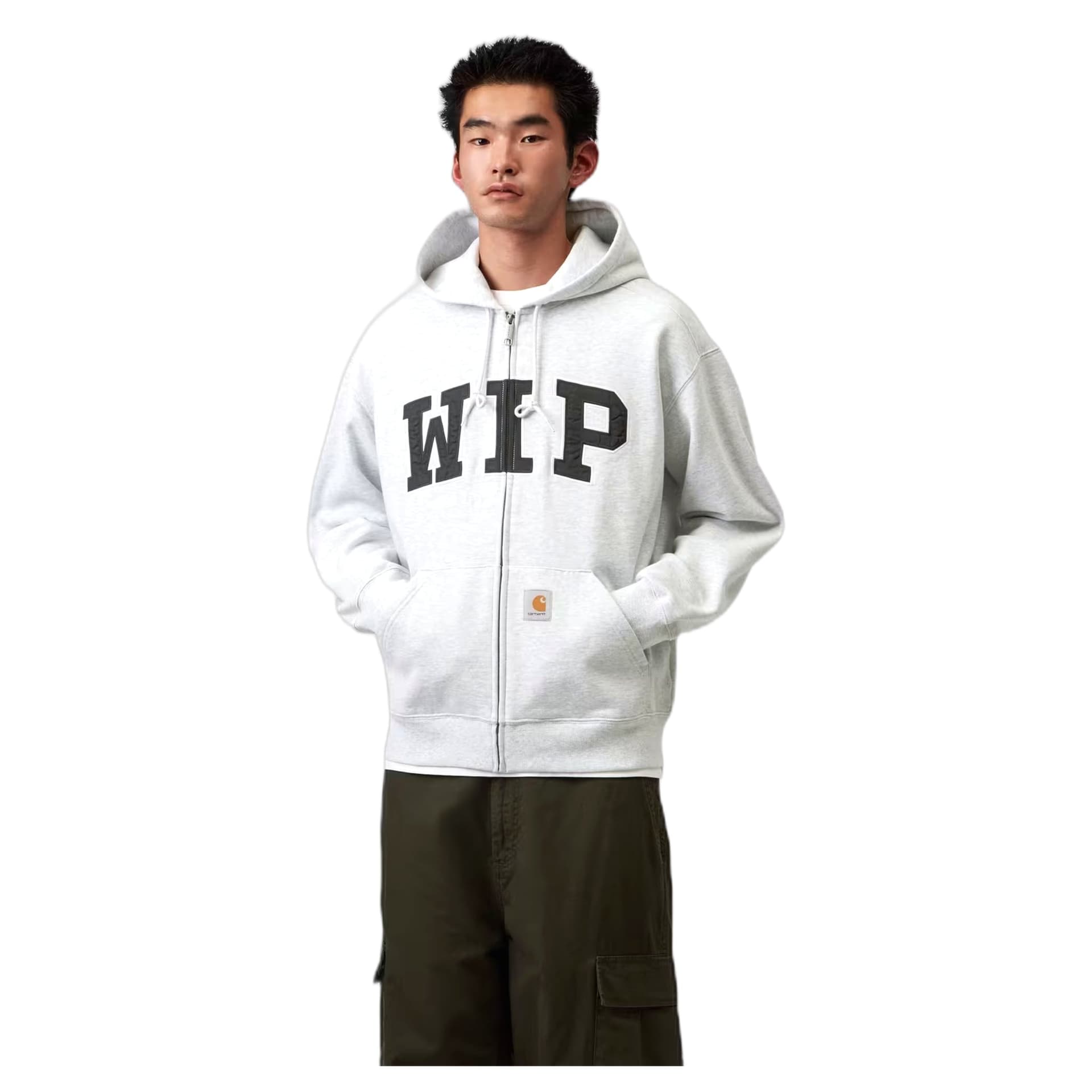 CARHARTT WIP felpa carhartt wip hooded wip sweat jacket - ash heather stone washed - 2
