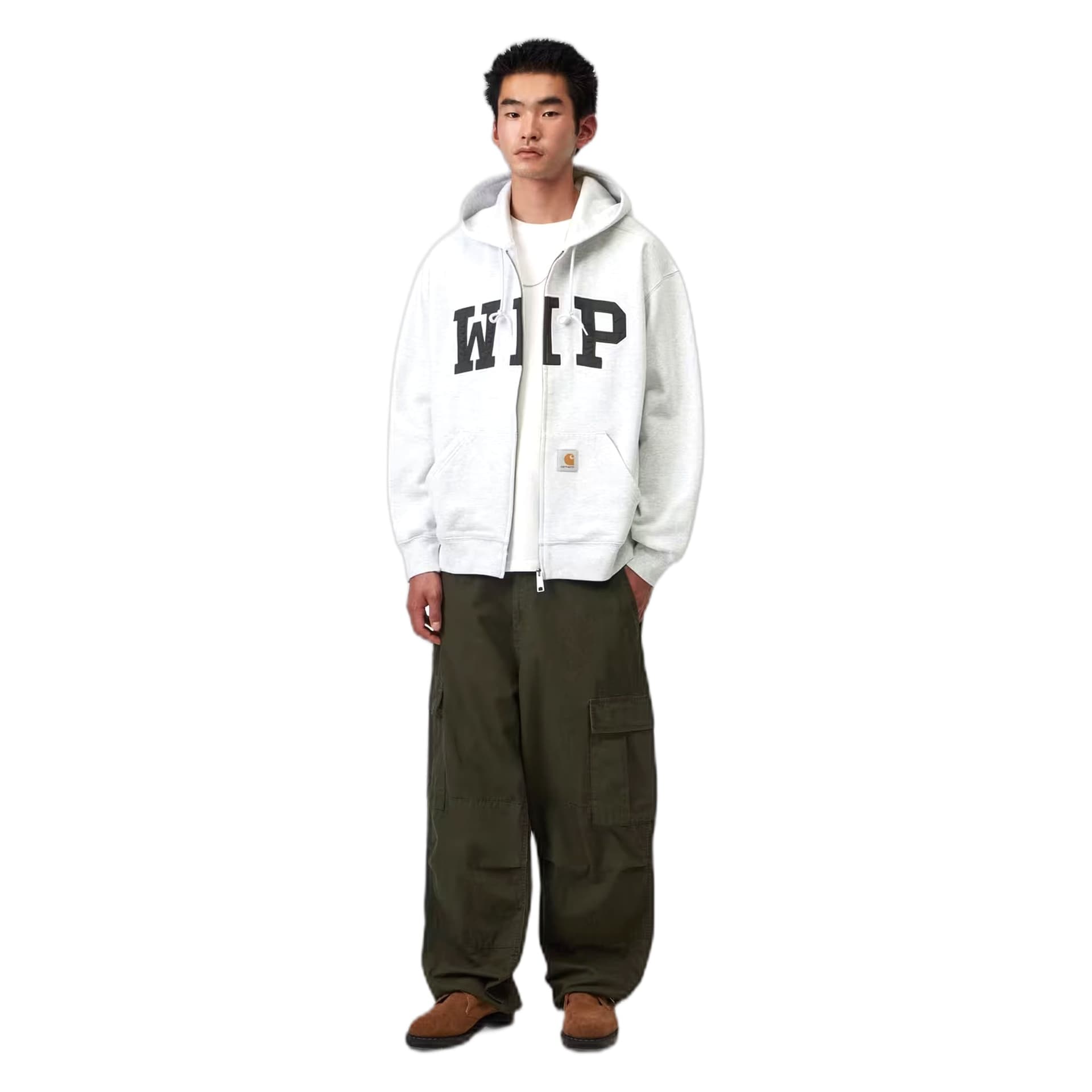 CARHARTT WIP felpa carhartt wip hooded wip sweat jacket - ash heather stone washed - 3