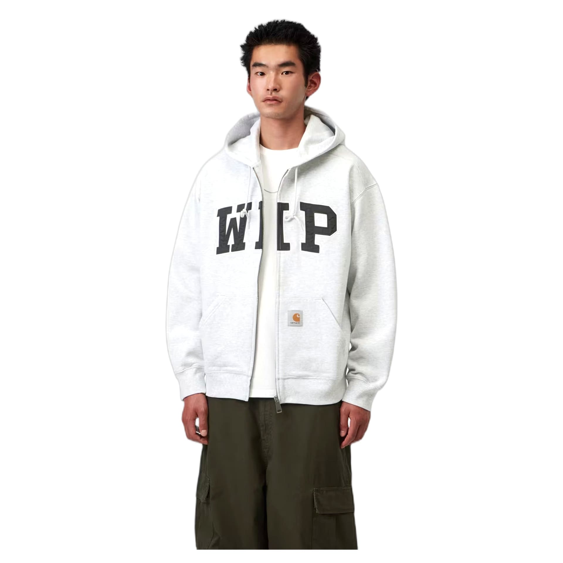 CARHARTT WIP felpa carhartt wip hooded wip sweat jacket - ash heather stone washed - 5