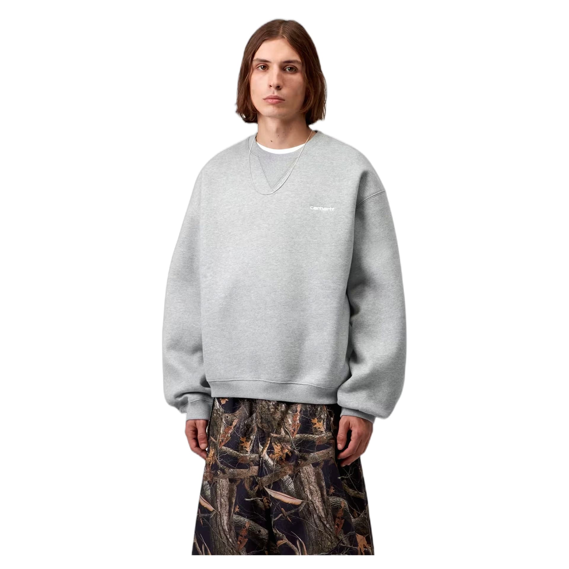 CARHARTT WIP felpa carhartt wip ebbert sweat - grey heather / white - 4