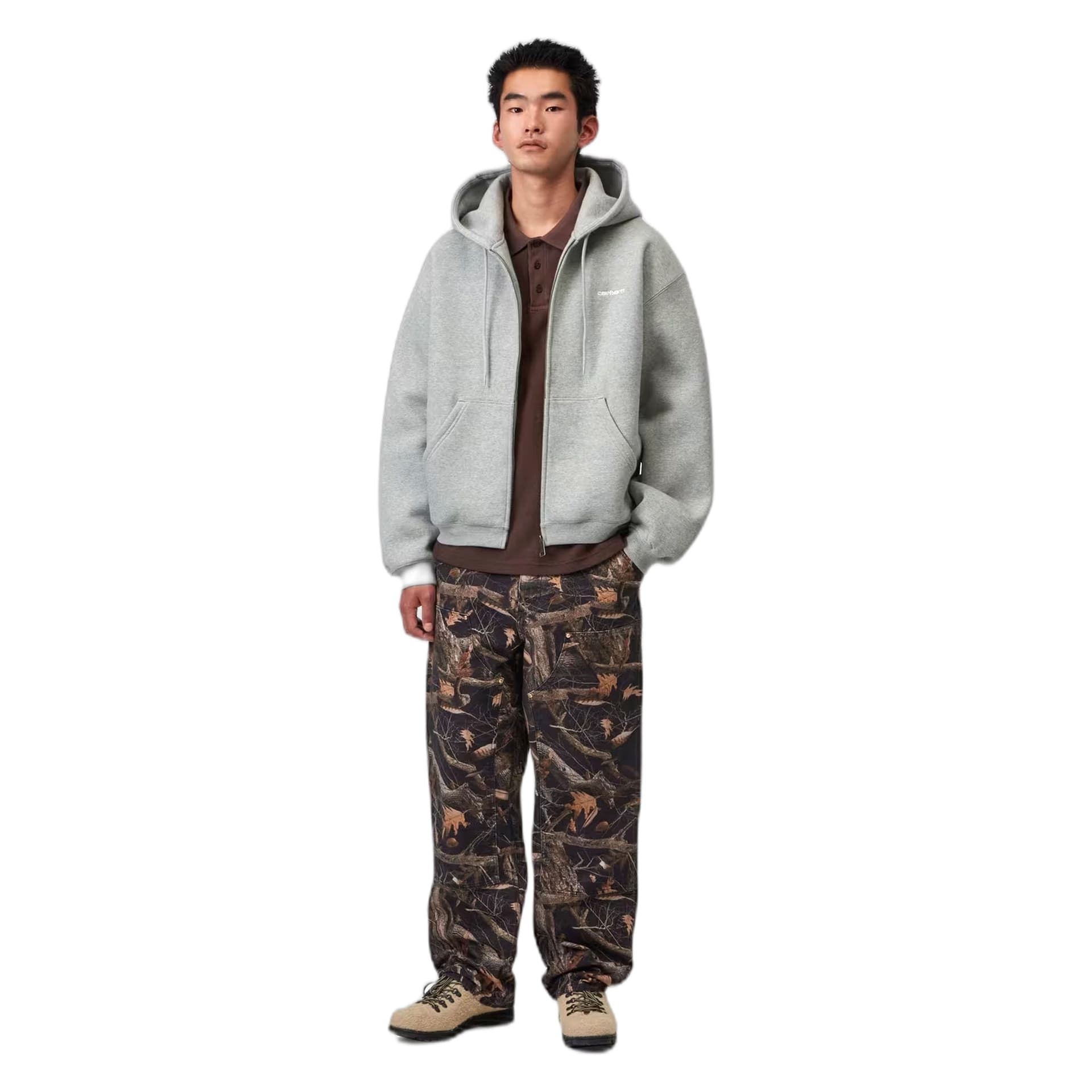 CARHARTT WIP felpa carhartt wip hooded ebbert jacket - grey heather / white - 2
