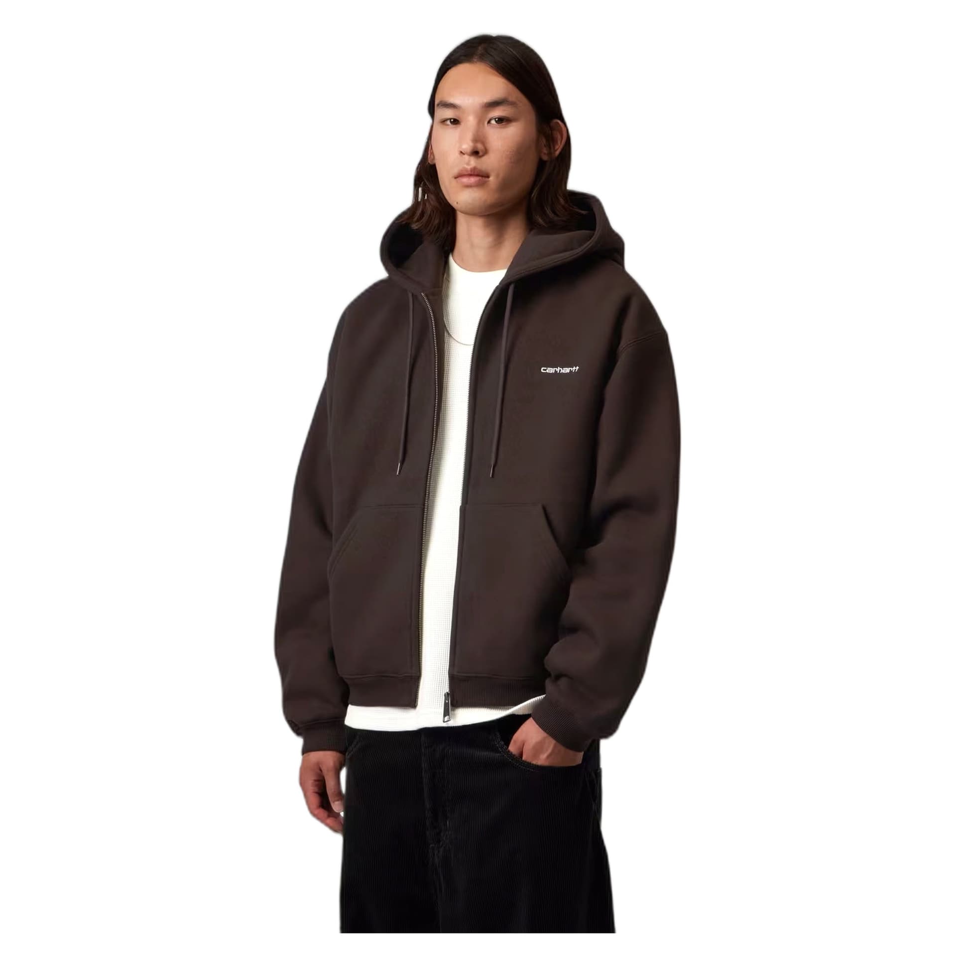 CARHARTT WIP felpa carhartt wip hooded ebbert jacket - tobacco / white - 4