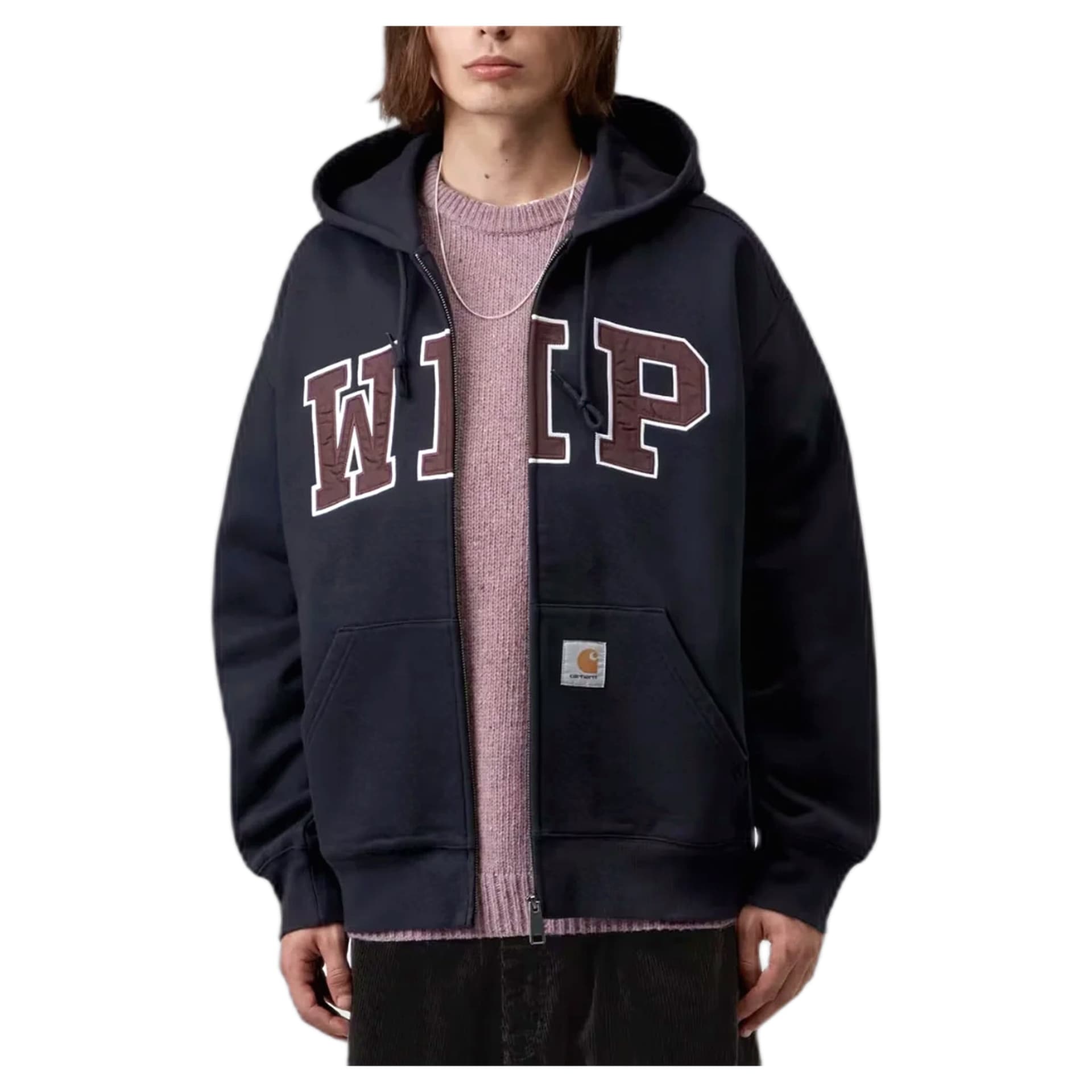 CARHARTT WIP felpa carhartt wip hooded wip sweat jacket - dark navy stone washed - 2