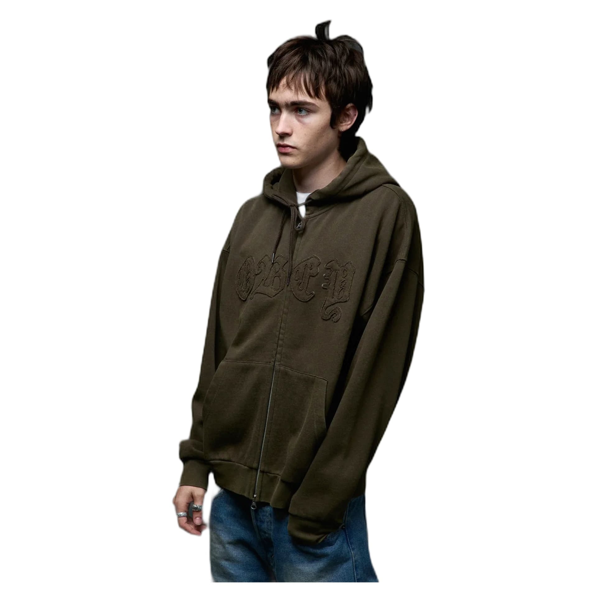 OBEY felpa obey gothic zip hood - dusty black limo - 3