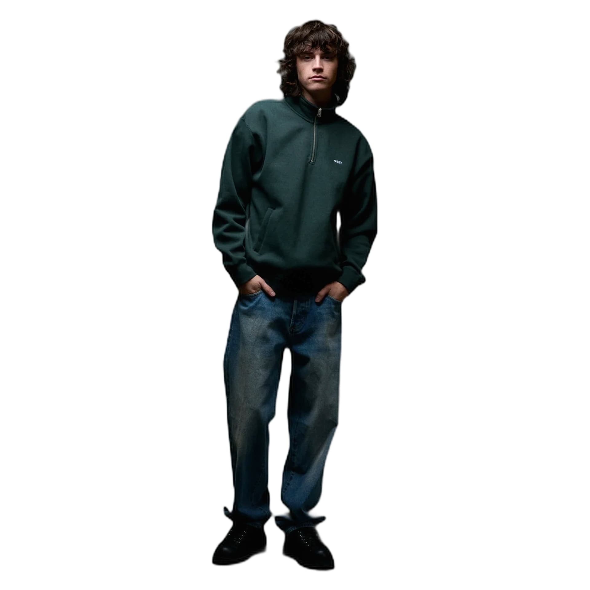 OBEY felpa obey established works bold mockneck fleece - green fleece - 2