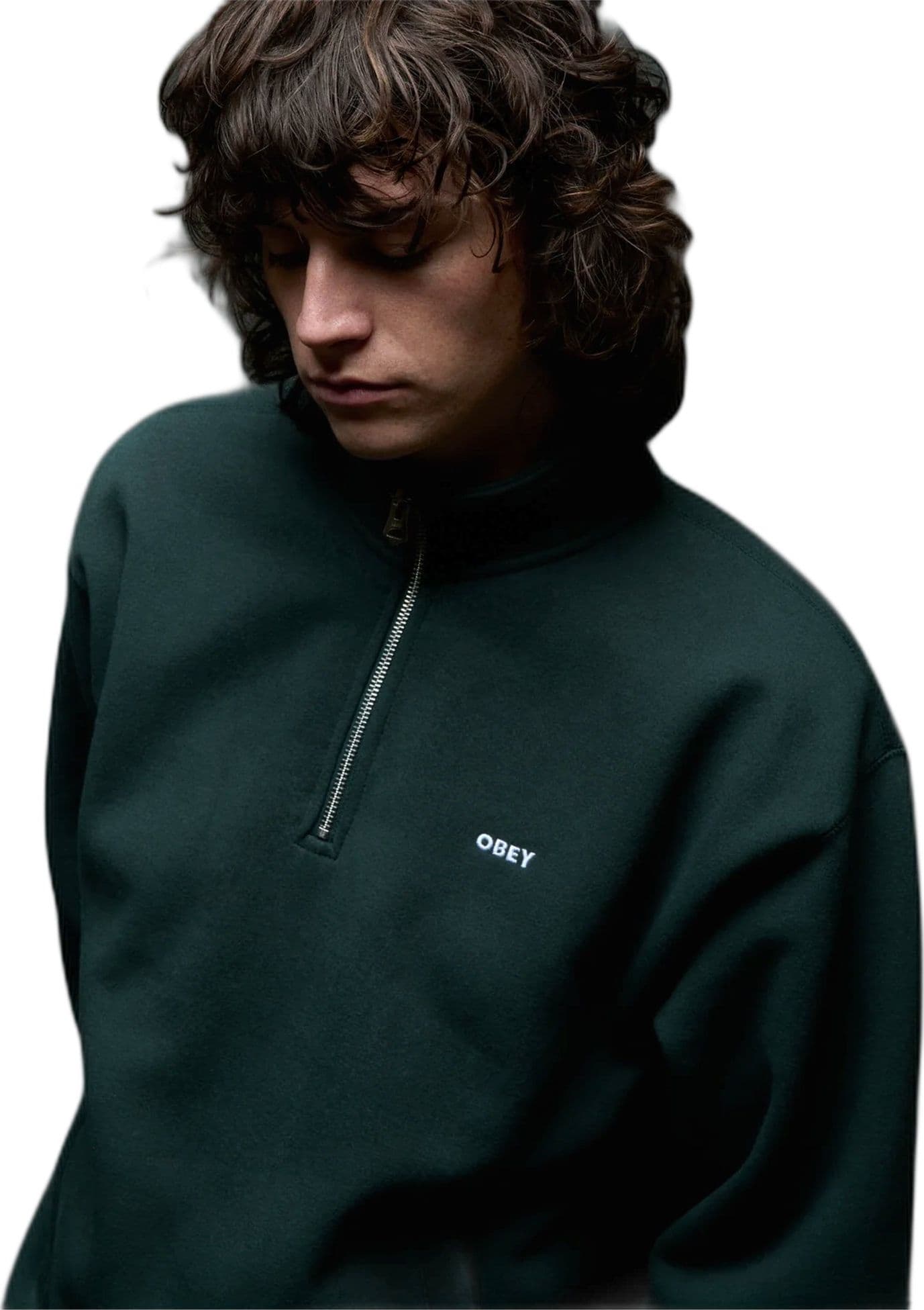 OBEY felpa obey established works bold mockneck fleece - green fleece - 3