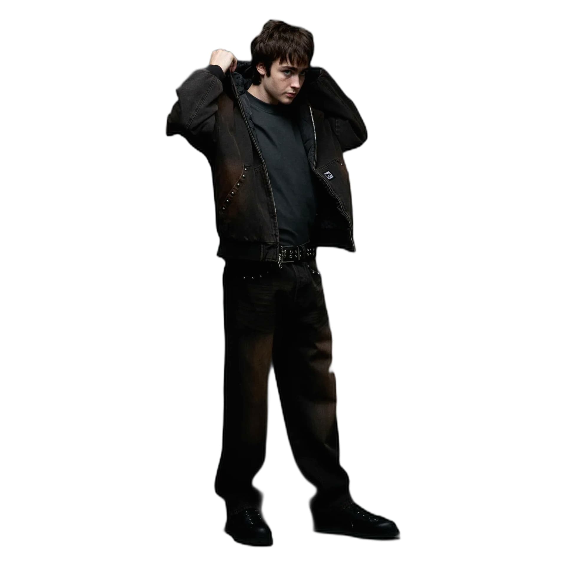 OBEY jeans obey studded boxcar straight leg denim - black rust wash - 3