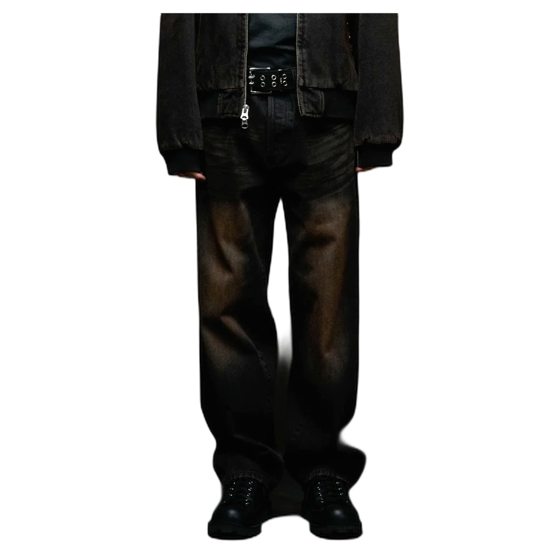 OBEY jeans obey studded boxcar straight leg denim - black rust wash - 4