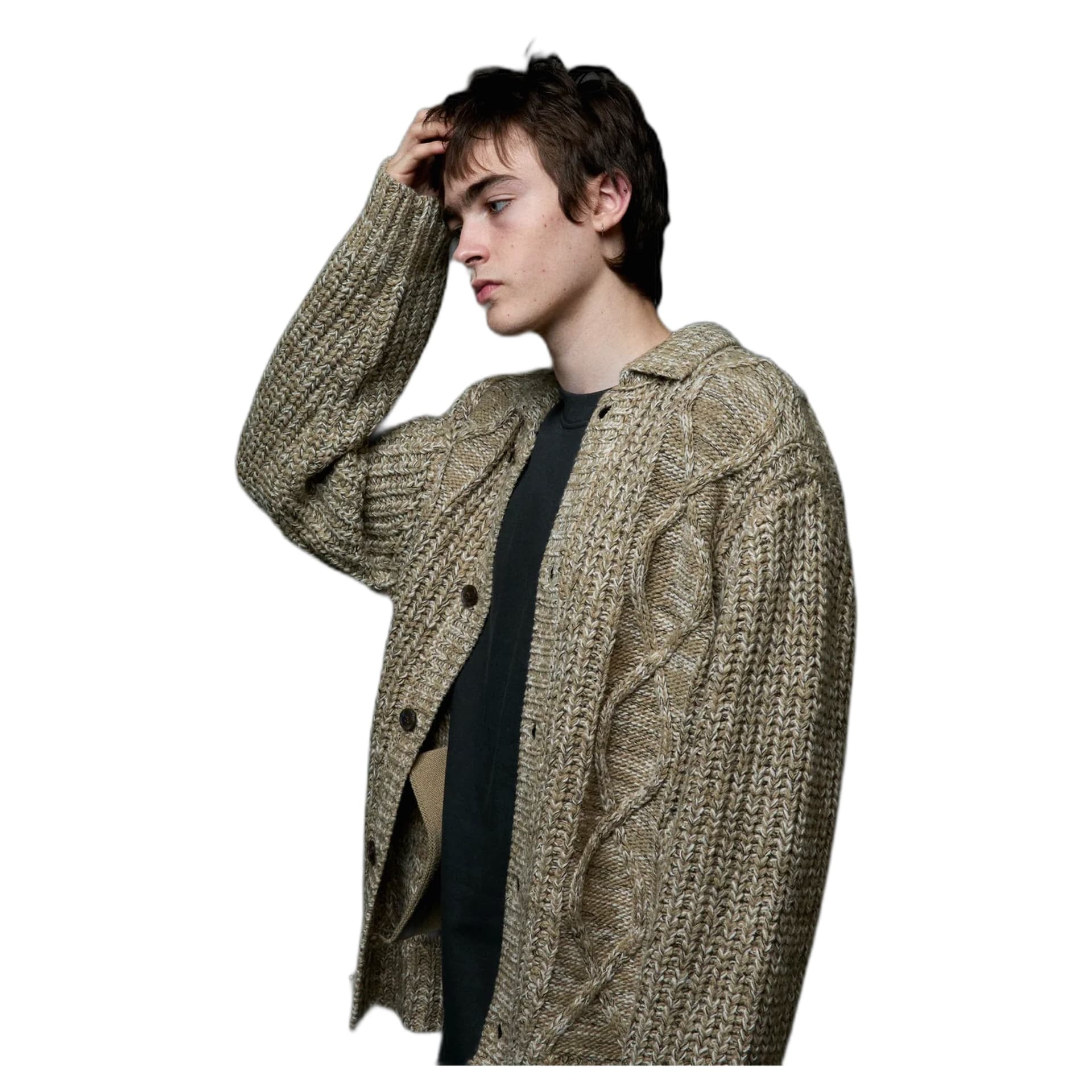 OBEY cardigan obey isar button up sweater - silver sage multi - 2