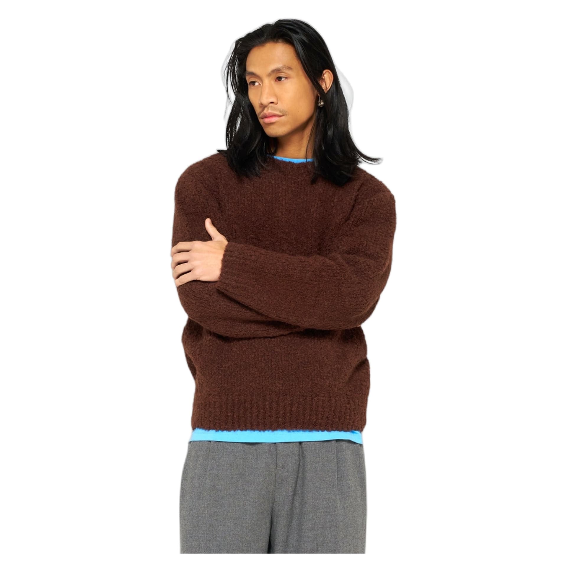 EDWIN maglione edwin dun textured sweater - rum raisin - 2