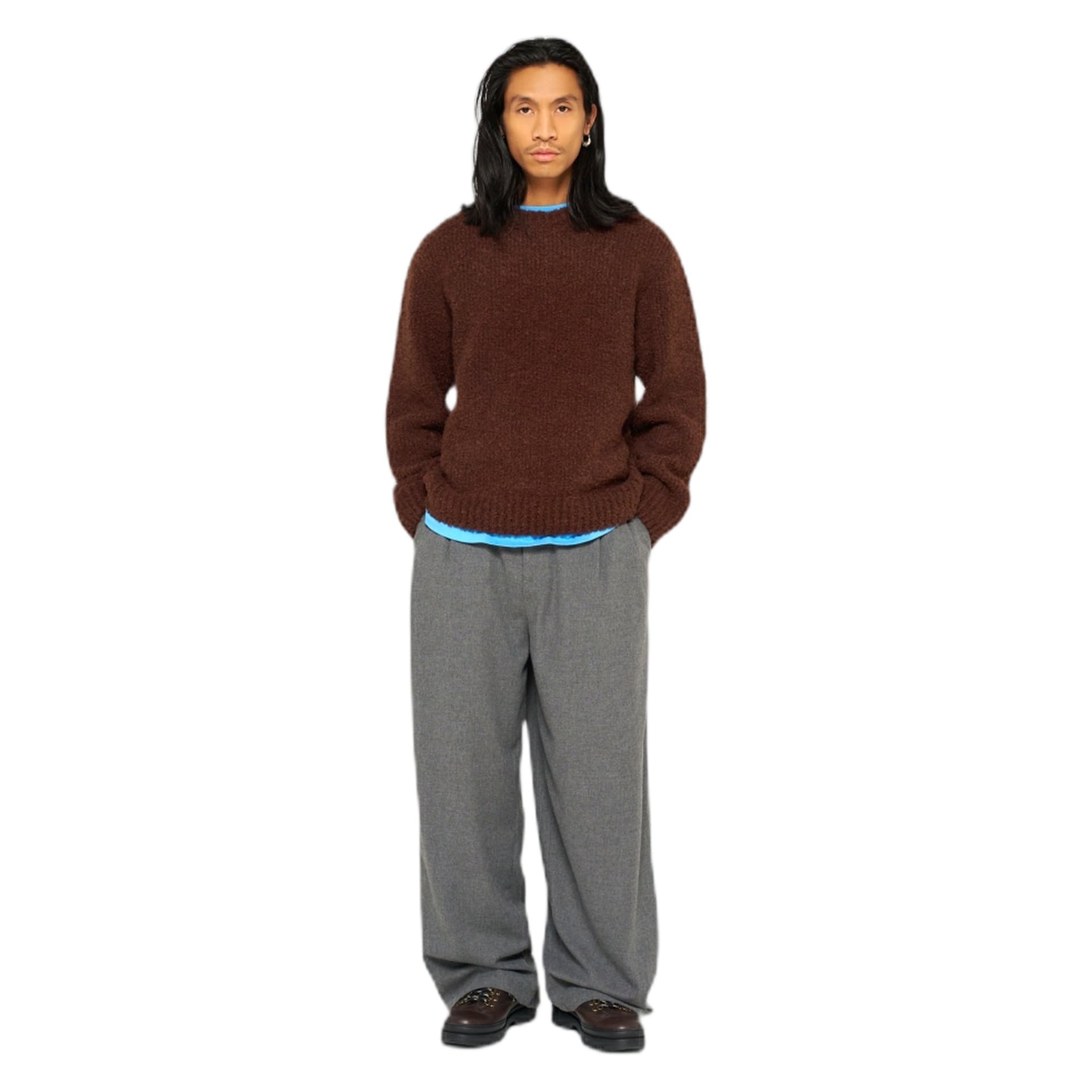 EDWIN maglione edwin dun textured sweater - rum raisin - 3