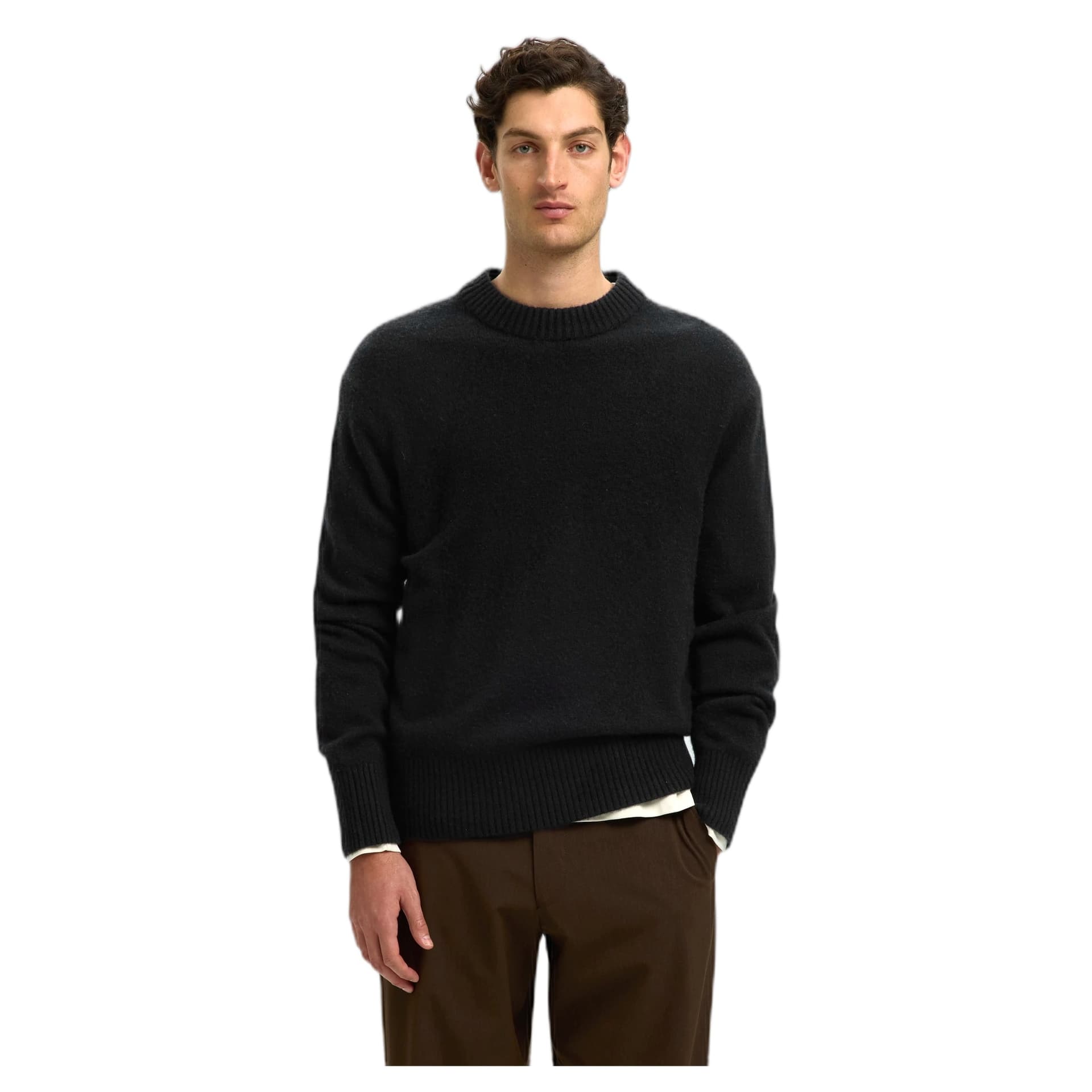 SELECTED HOMME maglione selected homme calle cashmere blend crew neck - black - 2