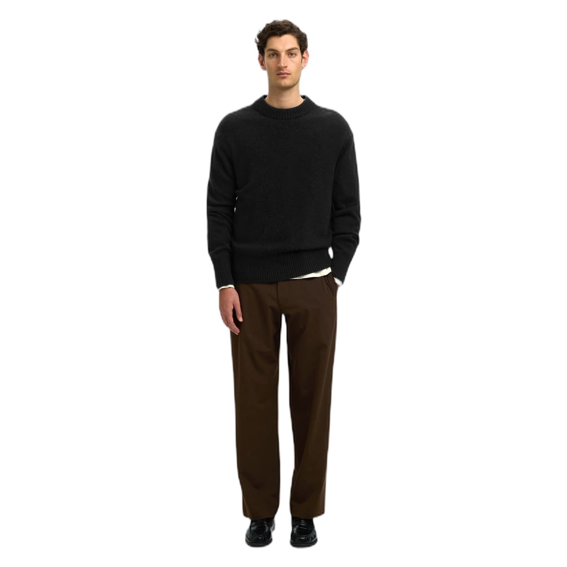 SELECTED HOMME maglione selected homme calle cashmere blend crew neck - black - 3
