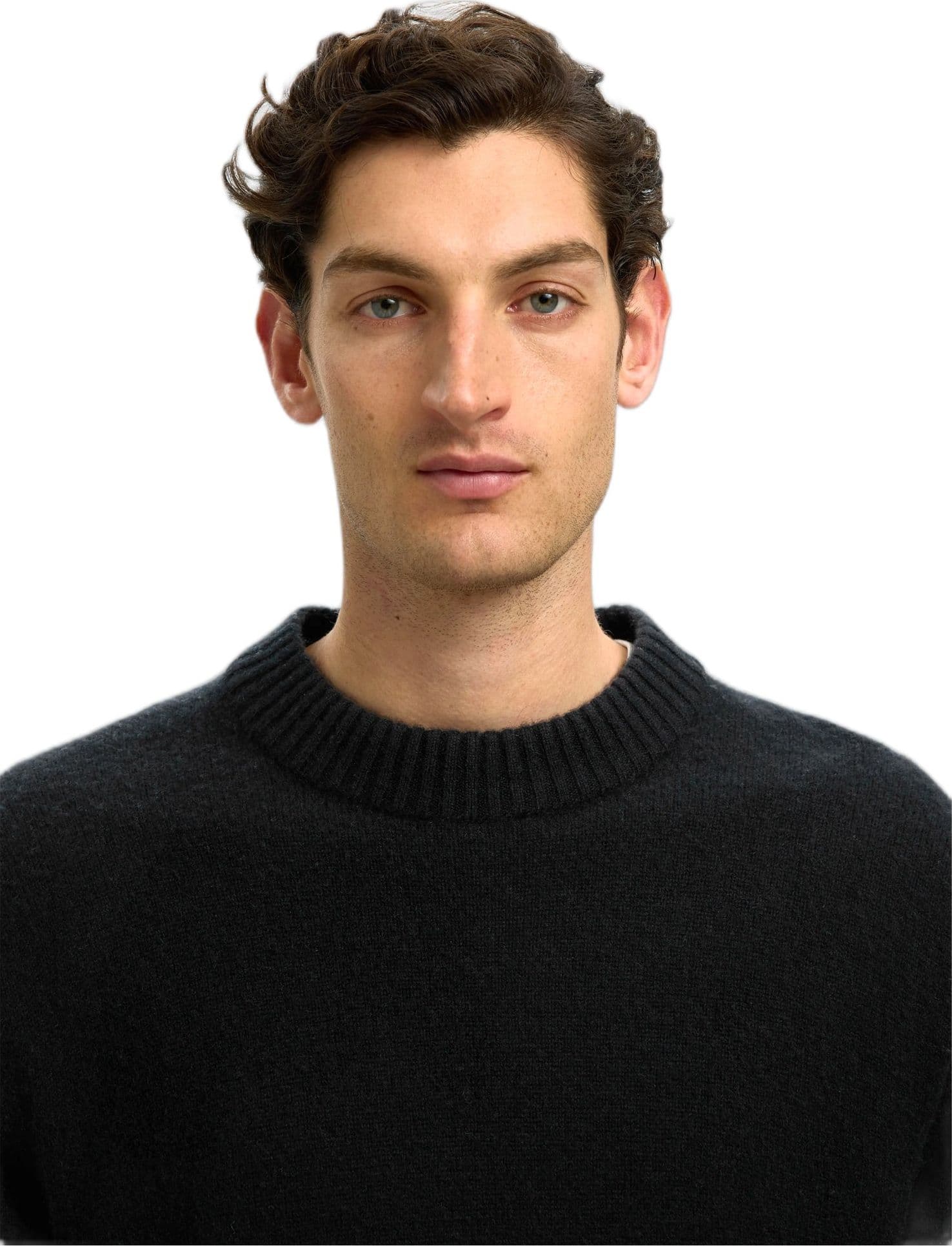 SELECTED HOMME maglione selected homme calle cashmere blend crew neck - black - 4