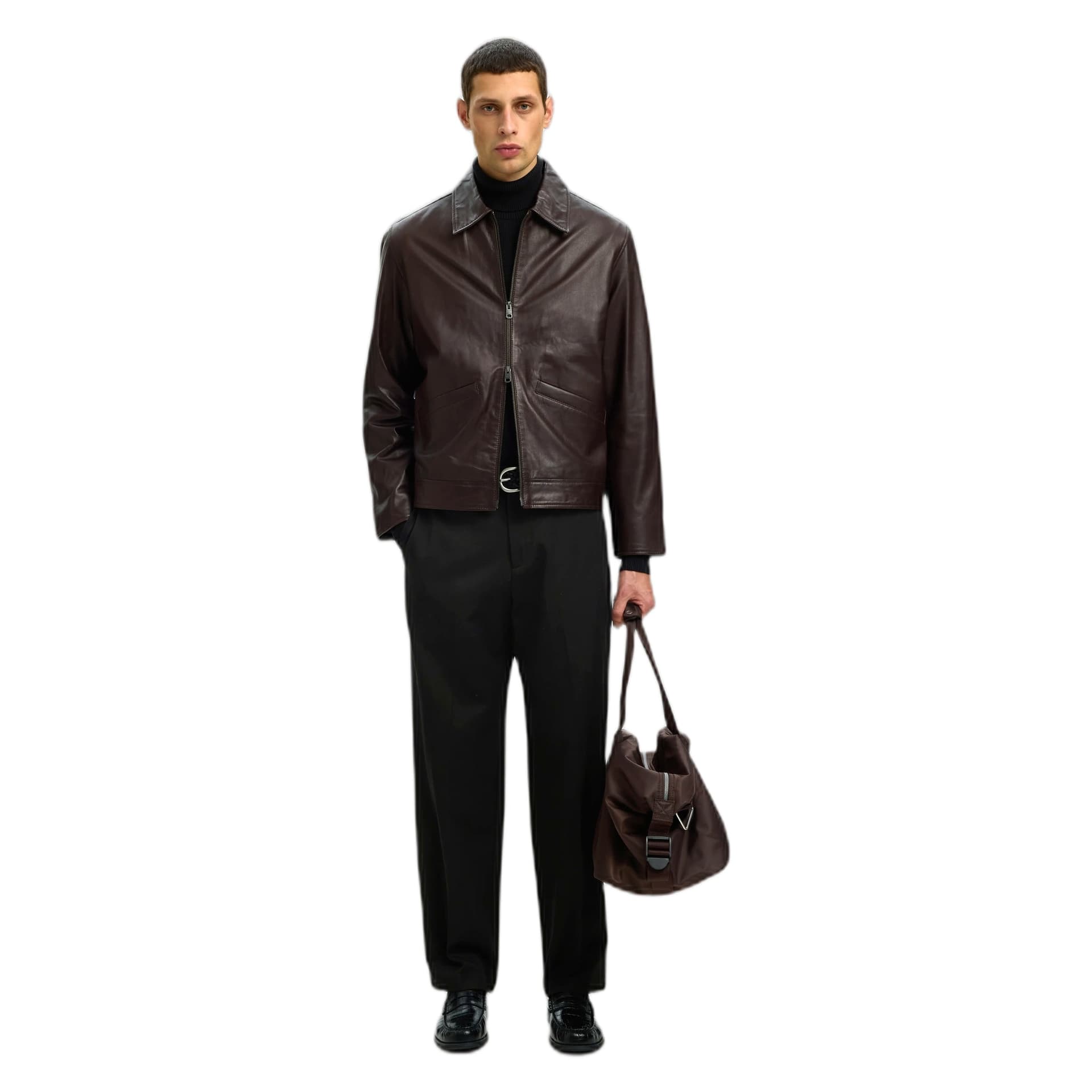 SELECTED HOMME pantaloni selected homme loose luke wool blend pant - black - 4