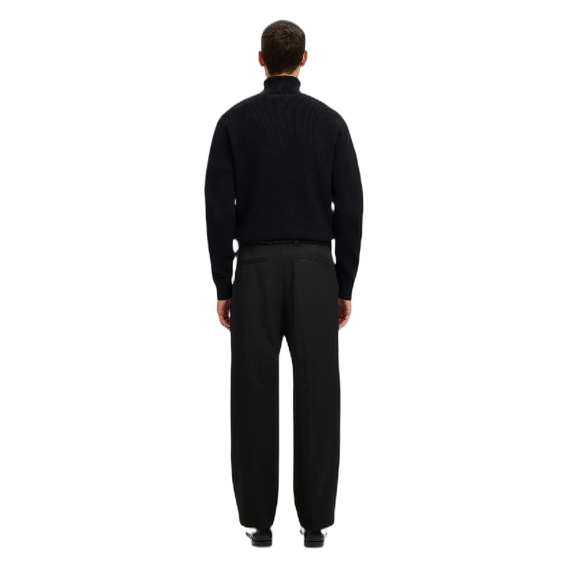 SELECTED HOMME pantaloni selected homme loose luke wool blend pant - black - 5