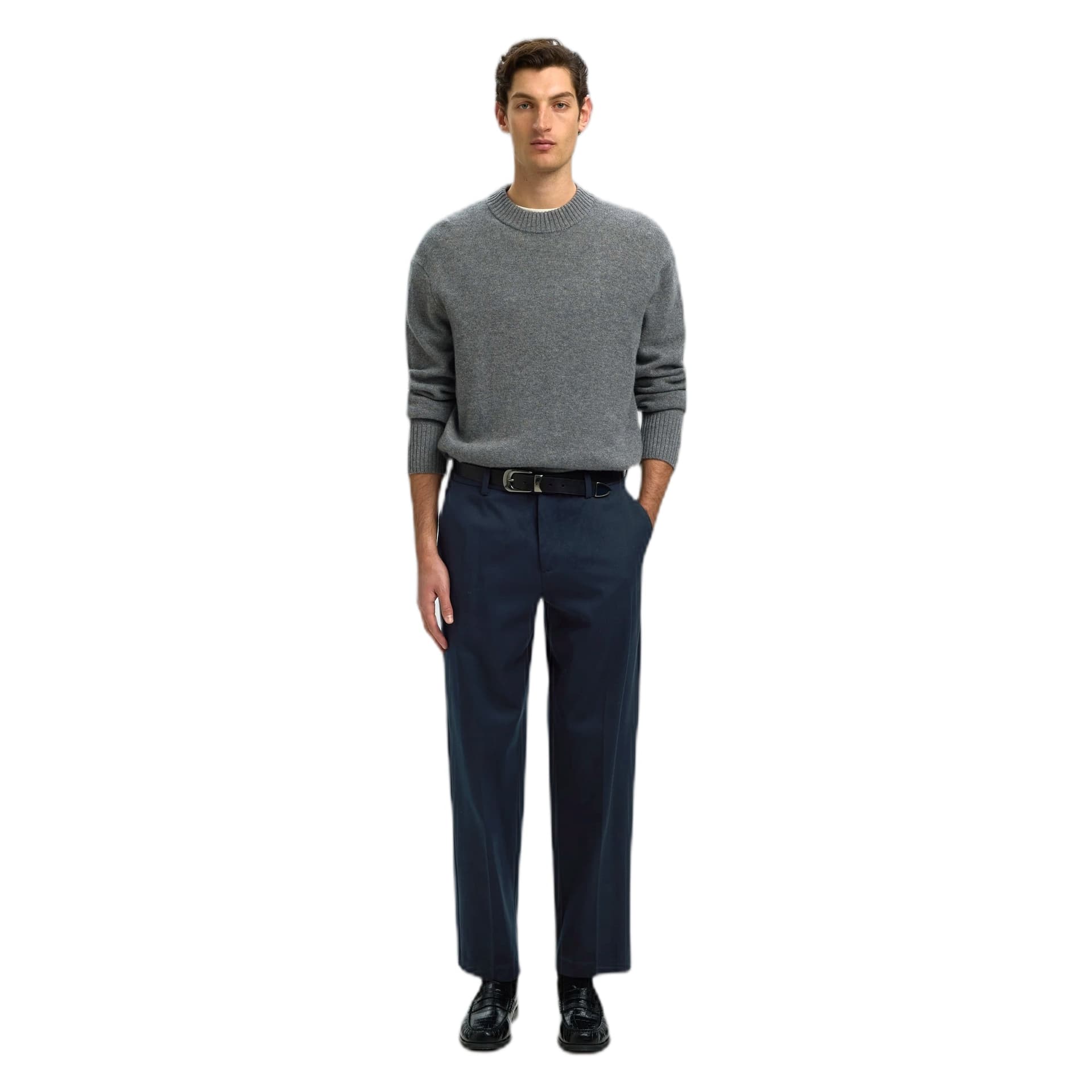 SELECTED pantalone selected homme loose luke wool blend pant - sky captain - 3