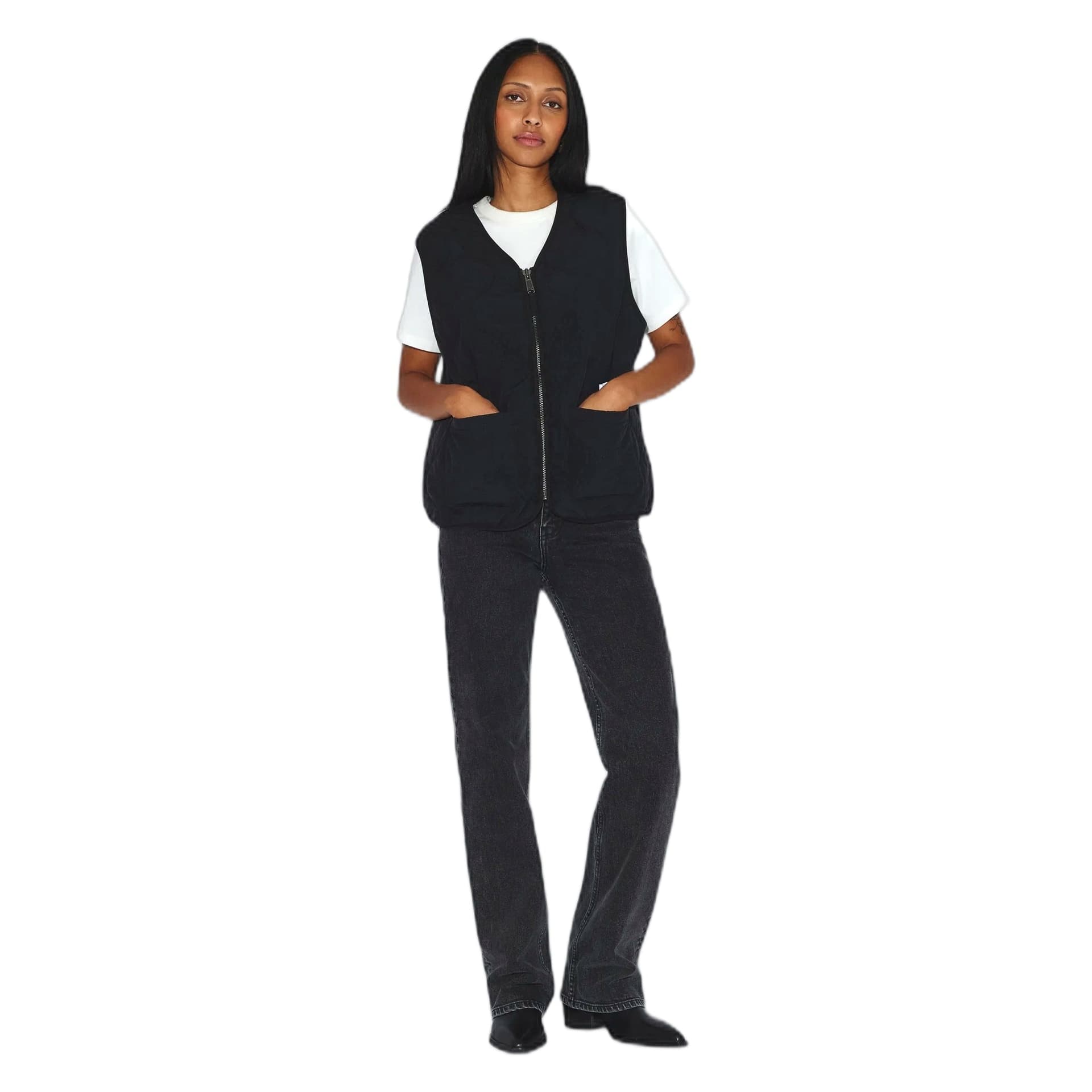 DRDENIM gilet dr denim terry quilted vest - black - 5