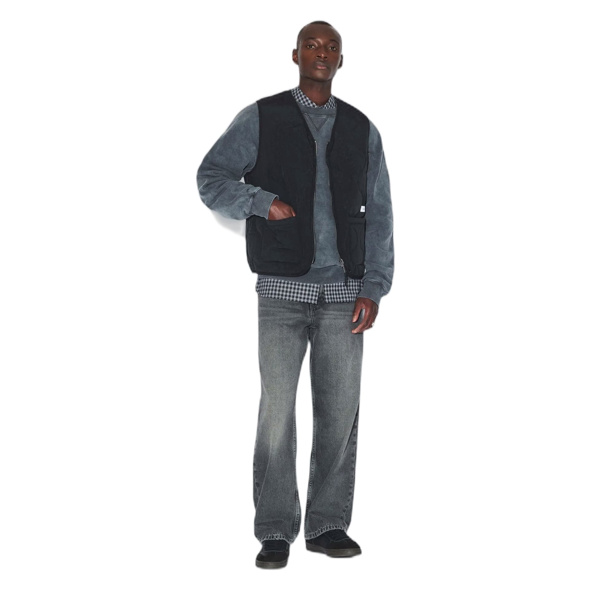DRDENIM gilet dr denim terry quilted vest - black - 7