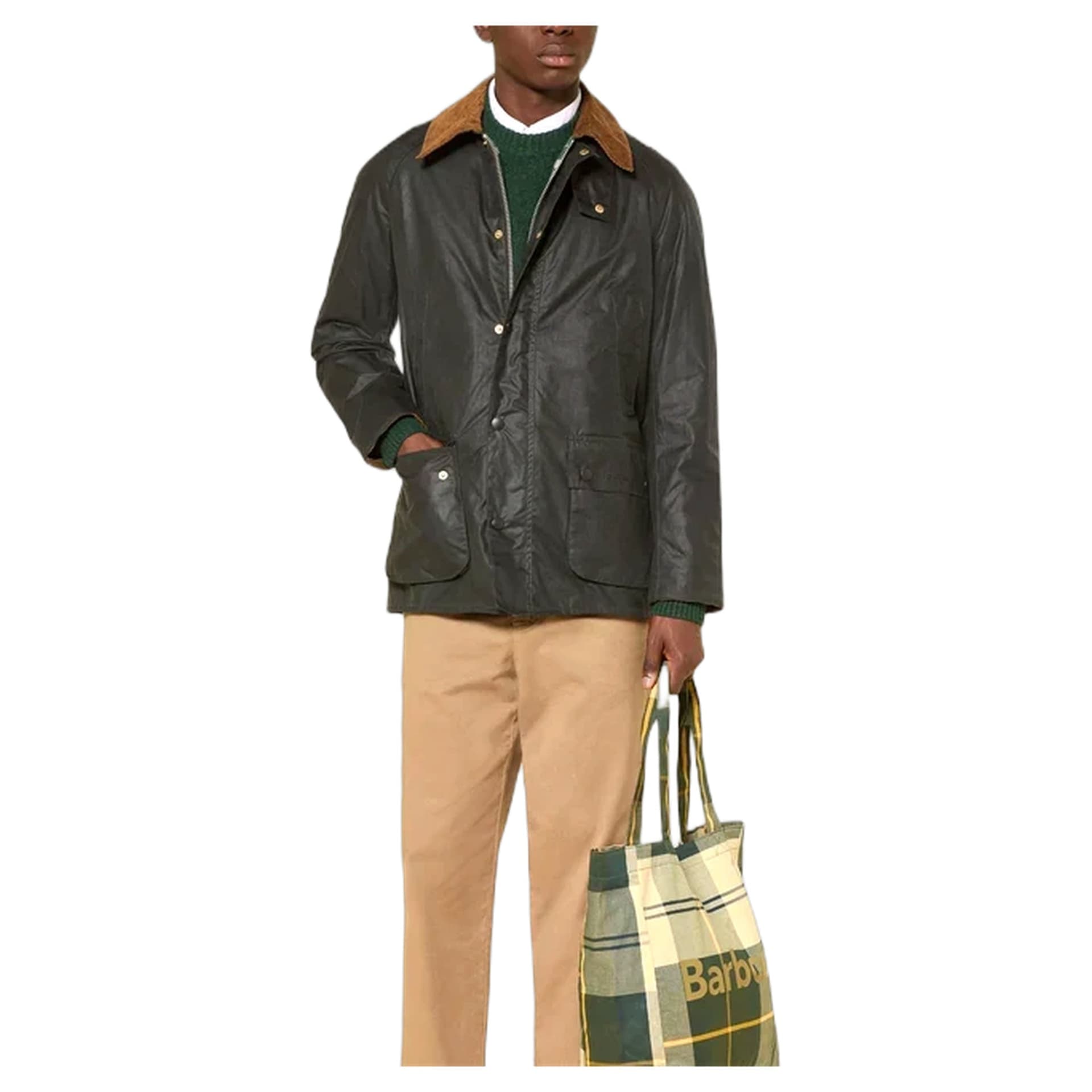 BARBOUR giacca barbour festive ashby wax jacket - sage / evergreen - 4
