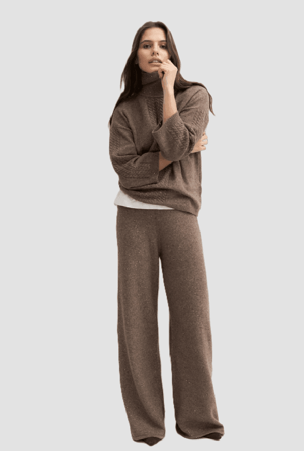 MARELLA pantalone in maglia con paillette donna tortora - 2