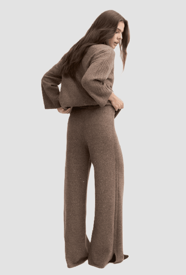 MARELLA pantalone in maglia con paillette donna tortora - 3