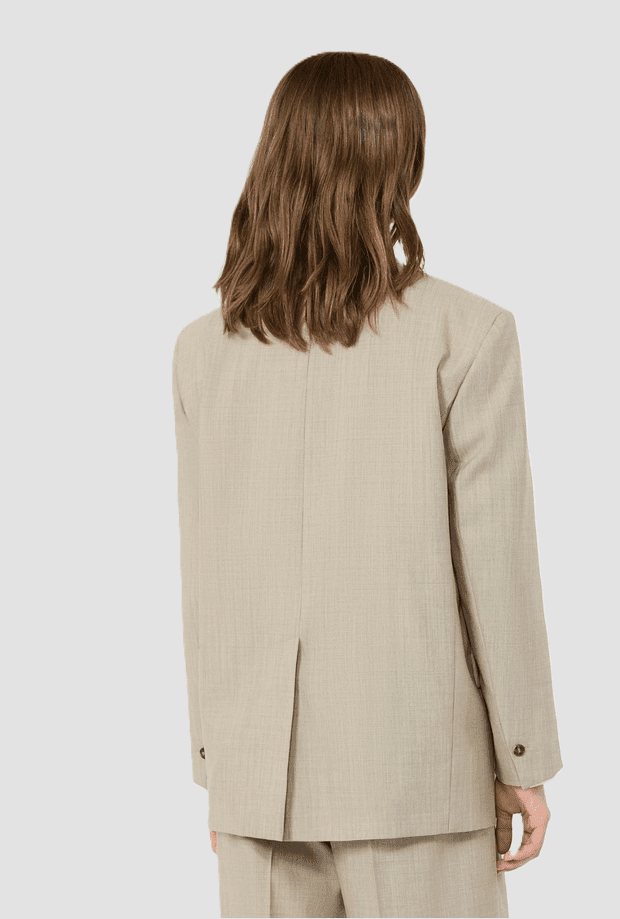 MAX MARA giacca in tela di lana donna nocciola - 3