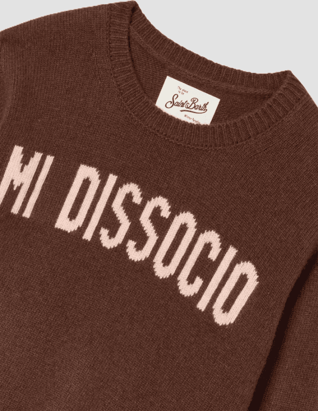 SAINT BARTH maglia princess misto lana da bambina marrone - 3