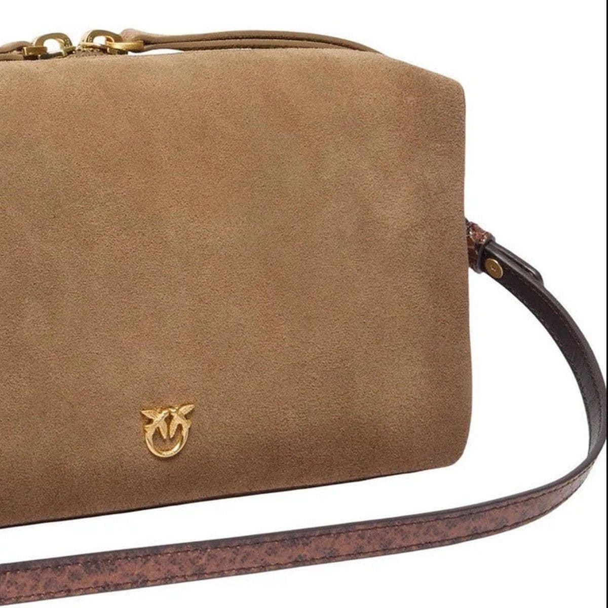 Pinko borse a spalla donna pinko - bauletto trittico suede - marrone - 3