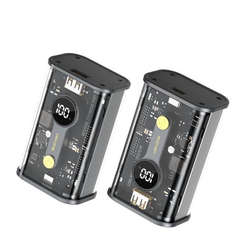 WEKOME WP-333 Vanguard Series - Power bank 10000 mAh Super Charging PD 20W + QC 22.5W (Black / Transparent) - 11