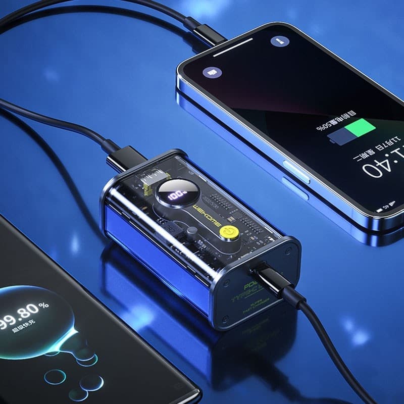 WEKOME WP-333 Vanguard Series - Power bank 10000 mAh Super Charging PD 20W + QC 22.5W (Black / Transparent) - 17