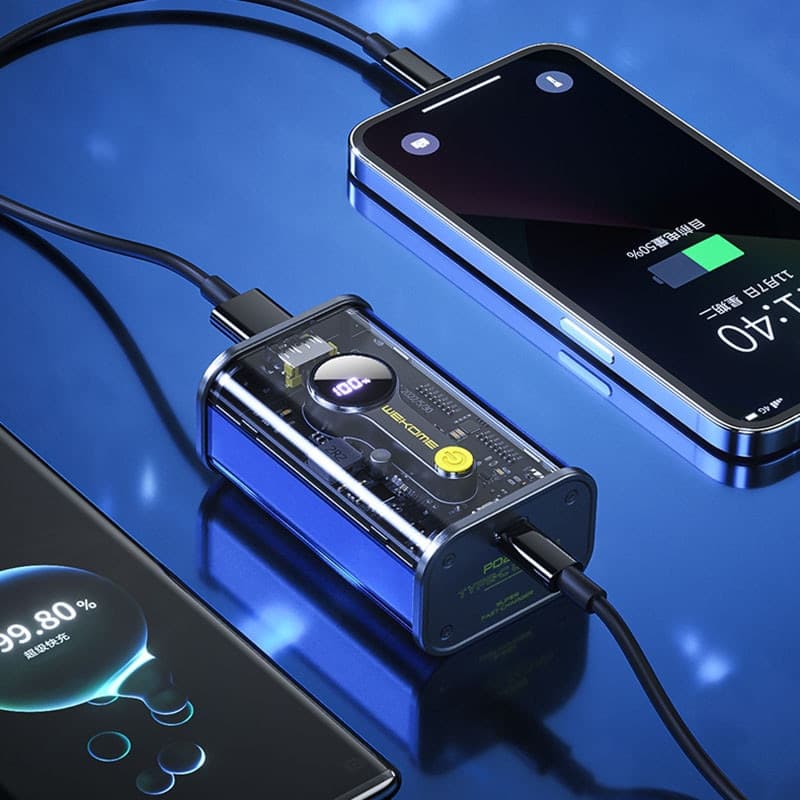 WEKOME WP-333 Vanguard Series - Power bank 10000 mAh Super Charging PD 20W + QC 22.5W (Black / Transparent) - 7