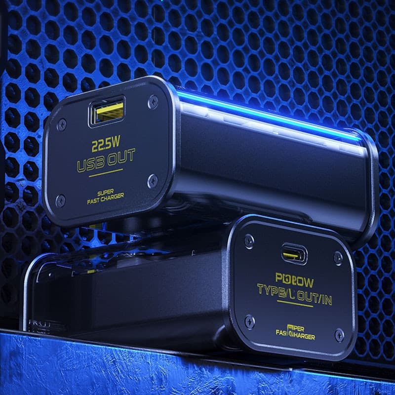 WEKOME WP-333 Vanguard Series - Power bank 10000 mAh Super Charging PD 20W + QC 22.5W (Black / Transparent) - 9