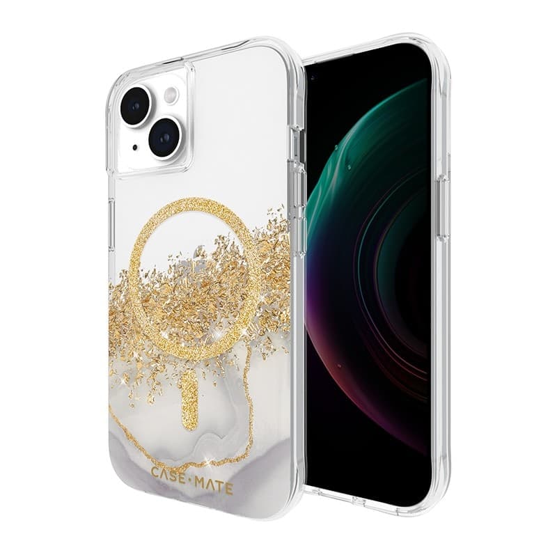 Case-Mate Karat MagSafe - Case for iPhone 15 / iPhone 14 / iPhone 13 decorated with gold (Marble) - 15
